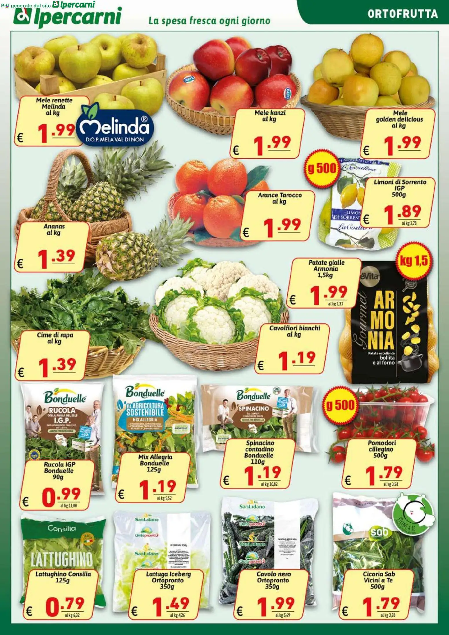 Volantino Ipercarni del 25.02.2026 | Pagina: 5 | Prodotti: Mele, Arance, Rucola, Forno