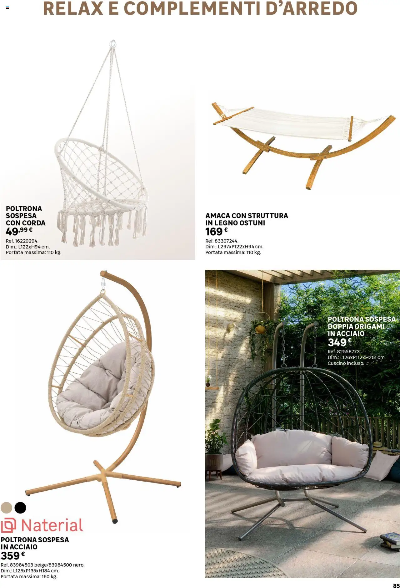 Volantino Leroy Merlin del 02.06.2025 | Pagina: 85 | Prodotti: Amaca, Cuscino, Poltrona
