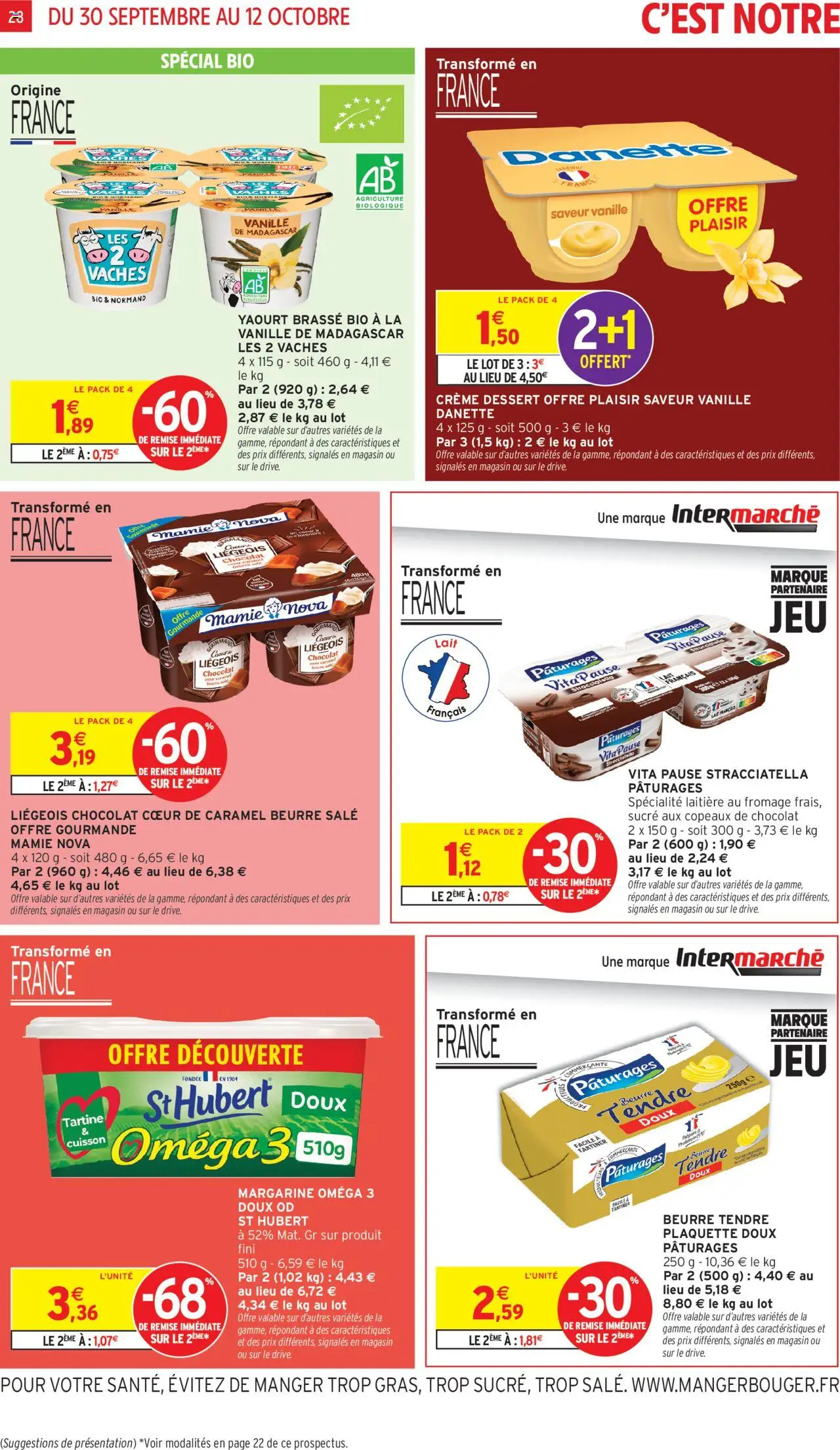 {H1} | Page: 28 | Produits: Lait, Beurre, Chocolat, Crème