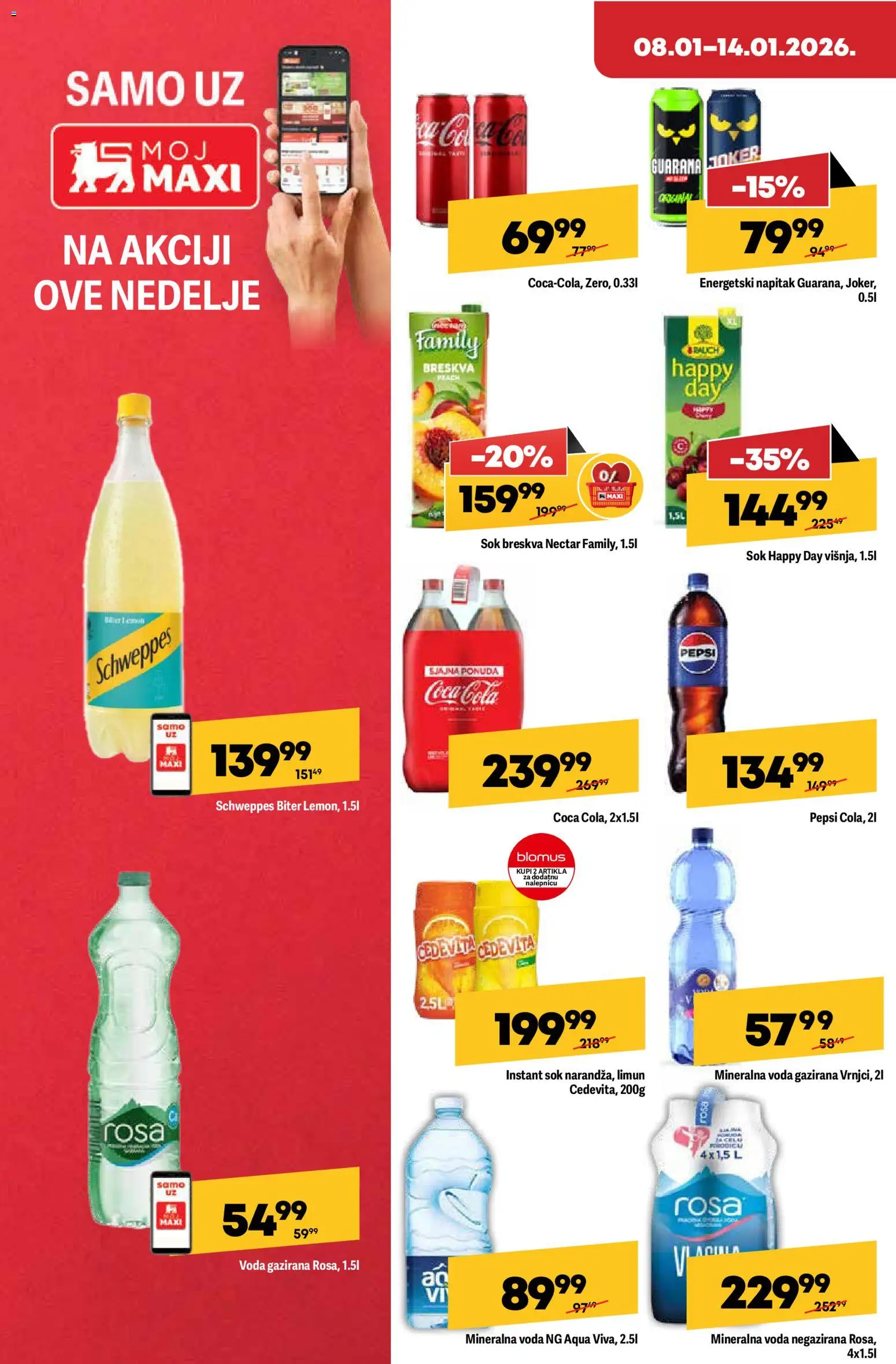 Maxi katalog - važi od 08.01.2026 | Strana: 16 | Proizvode: Coca Cola, Schweppes, Mineralna voda, Limun