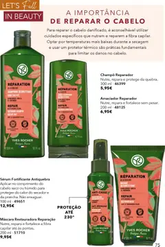 Pré-visualização Sérum Fortificante Antiquebra, Aplicar no comprimento do cabelo seco ou húmido para proteger do calor do secador e da prancha. Não enxaguar. 100 ml - 49651 válido de 17.10.2025 | Página: 75 | Produtos: Secador, Shampoo, Sérum