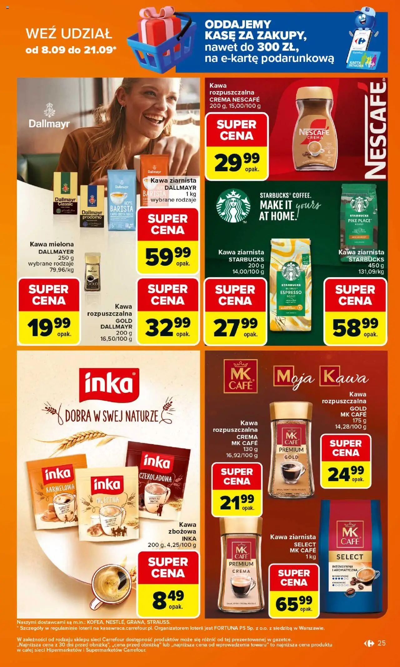 Carrefour Gazetka od 15.09.2025 | Strona: 25 | Produkty: Nescafe, Kawa ziarnista, Kawa rozpuszczalna, Kawa