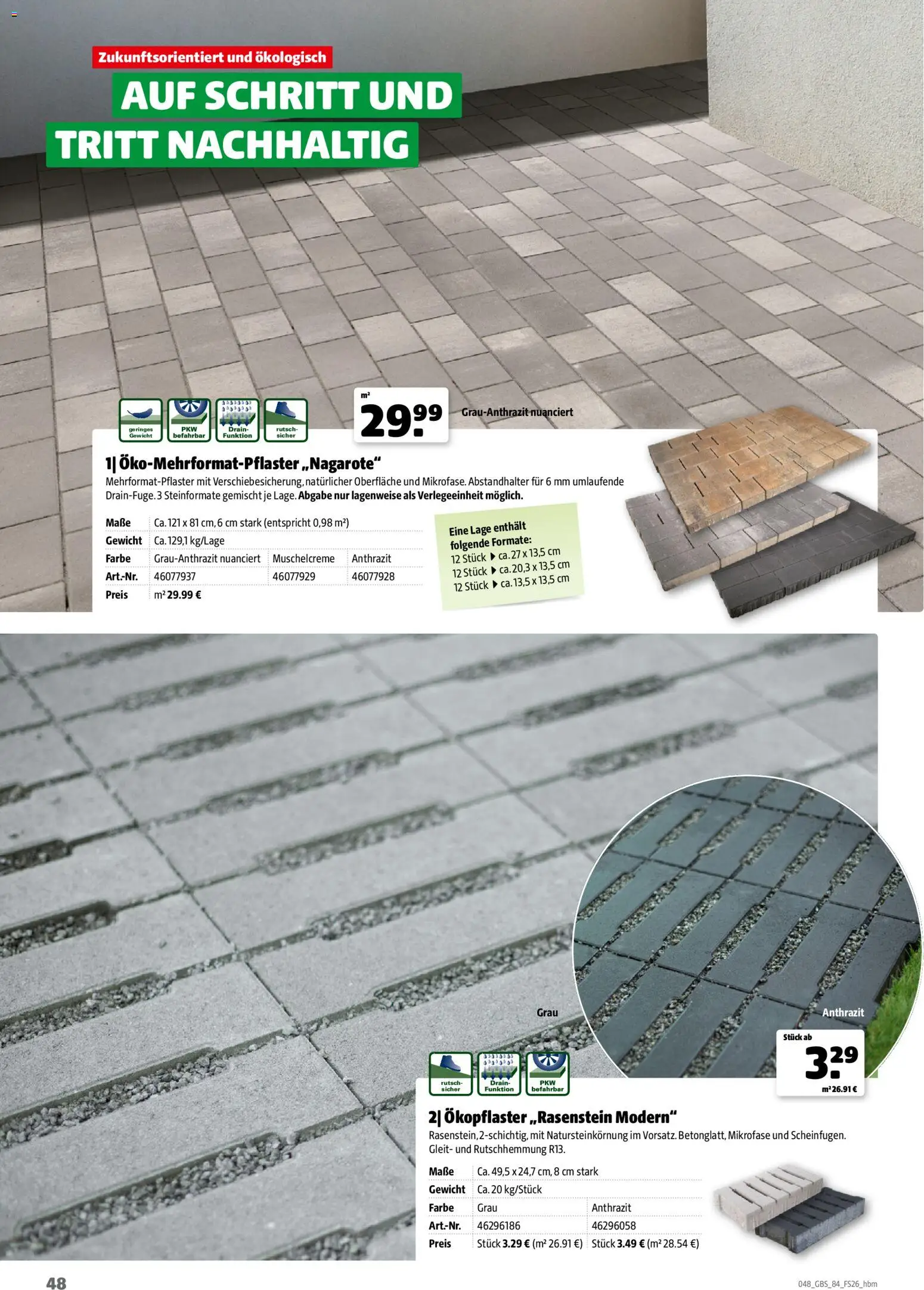 Hagebau Gartenbaustoffsortiment – gültig ab 02.03.2026 | Seite: 48 | Produkte: Gewicht