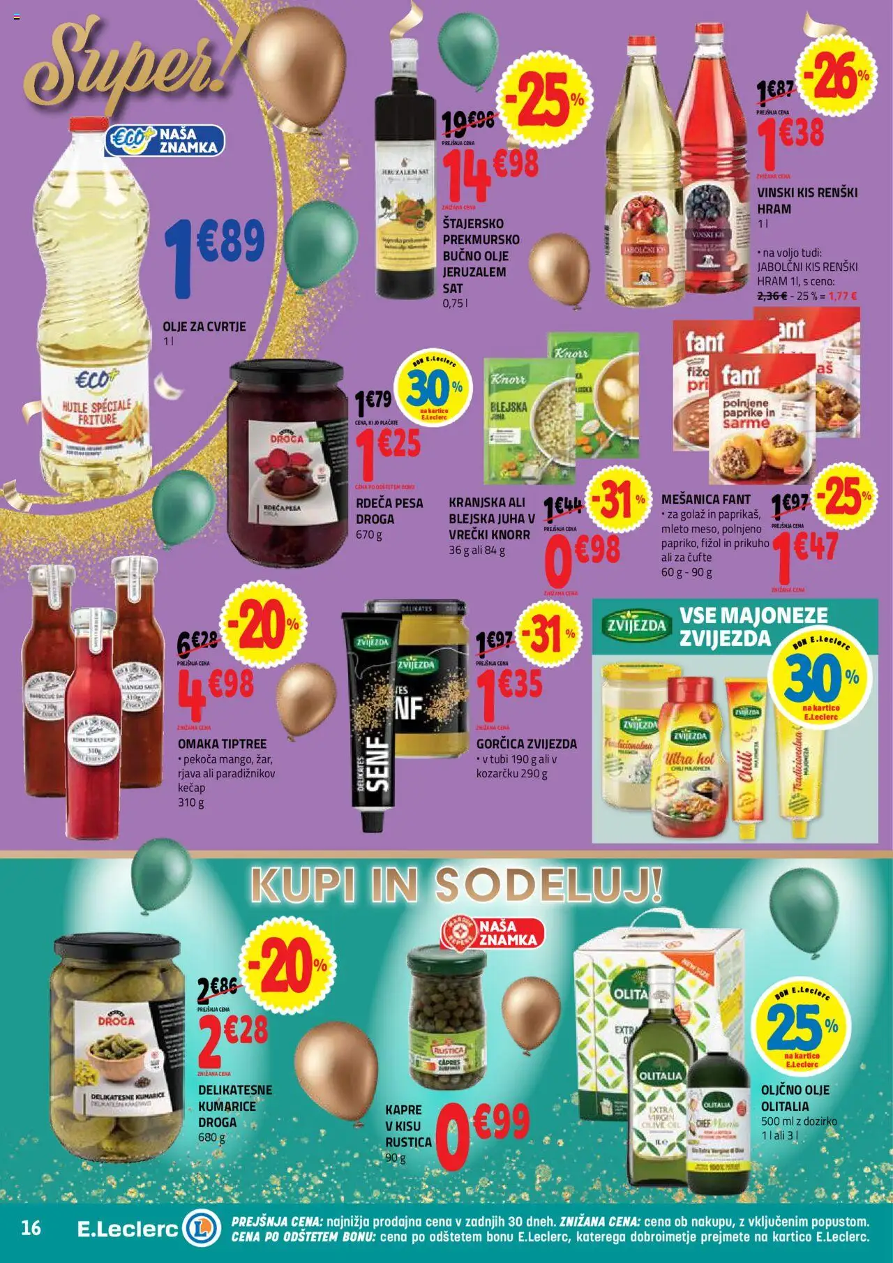 Novi E.leclerc katalog ponudbe – veljaven od 22.10.2025 | Stran: 16 | Izdelki: Gorčica, Kis, Kumarice, Pesa