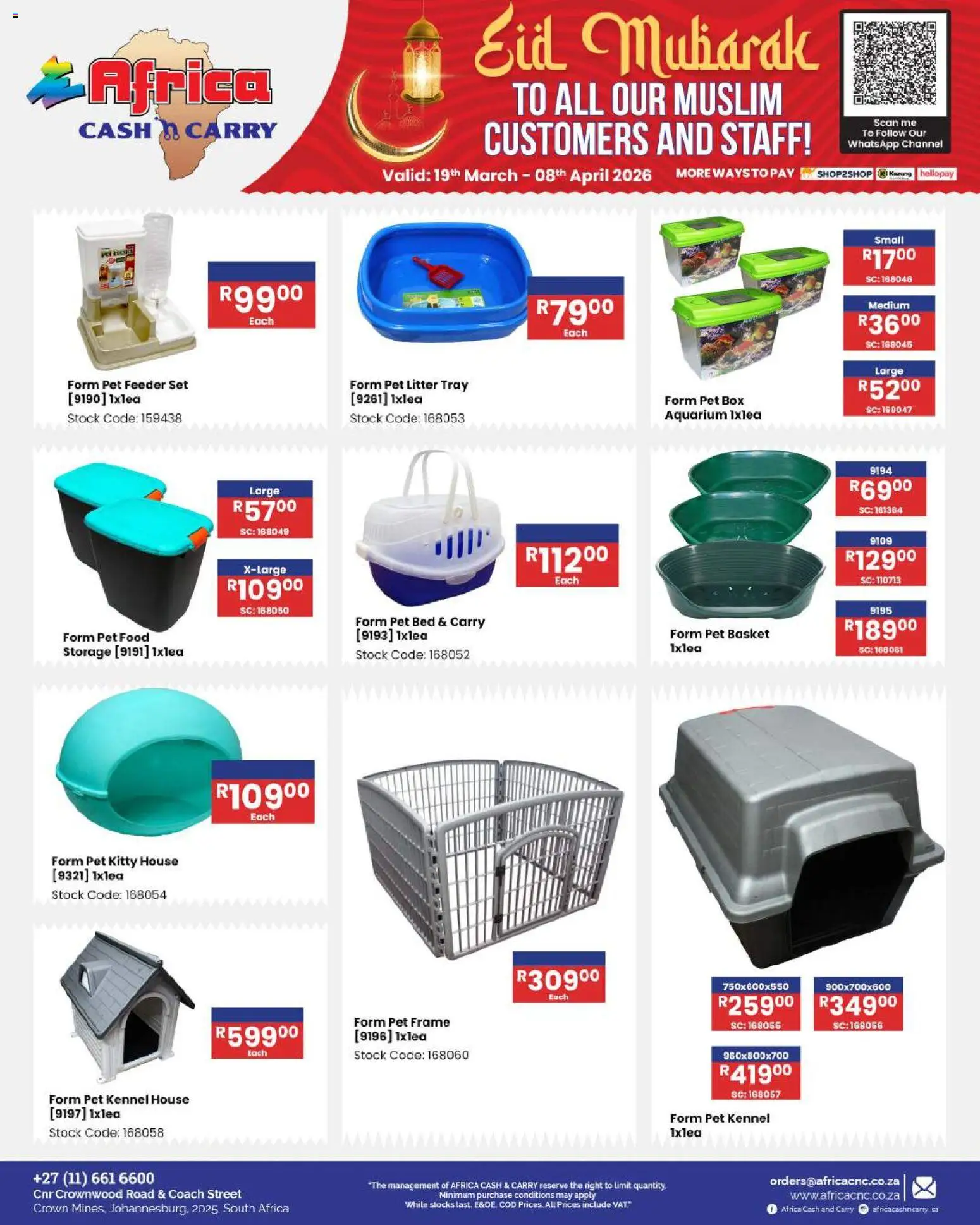 New Africa Cash & Carry catalogue – valid from 19.03.2026 | Page: 113 | Products: Pet food, Frame, Bed, Box