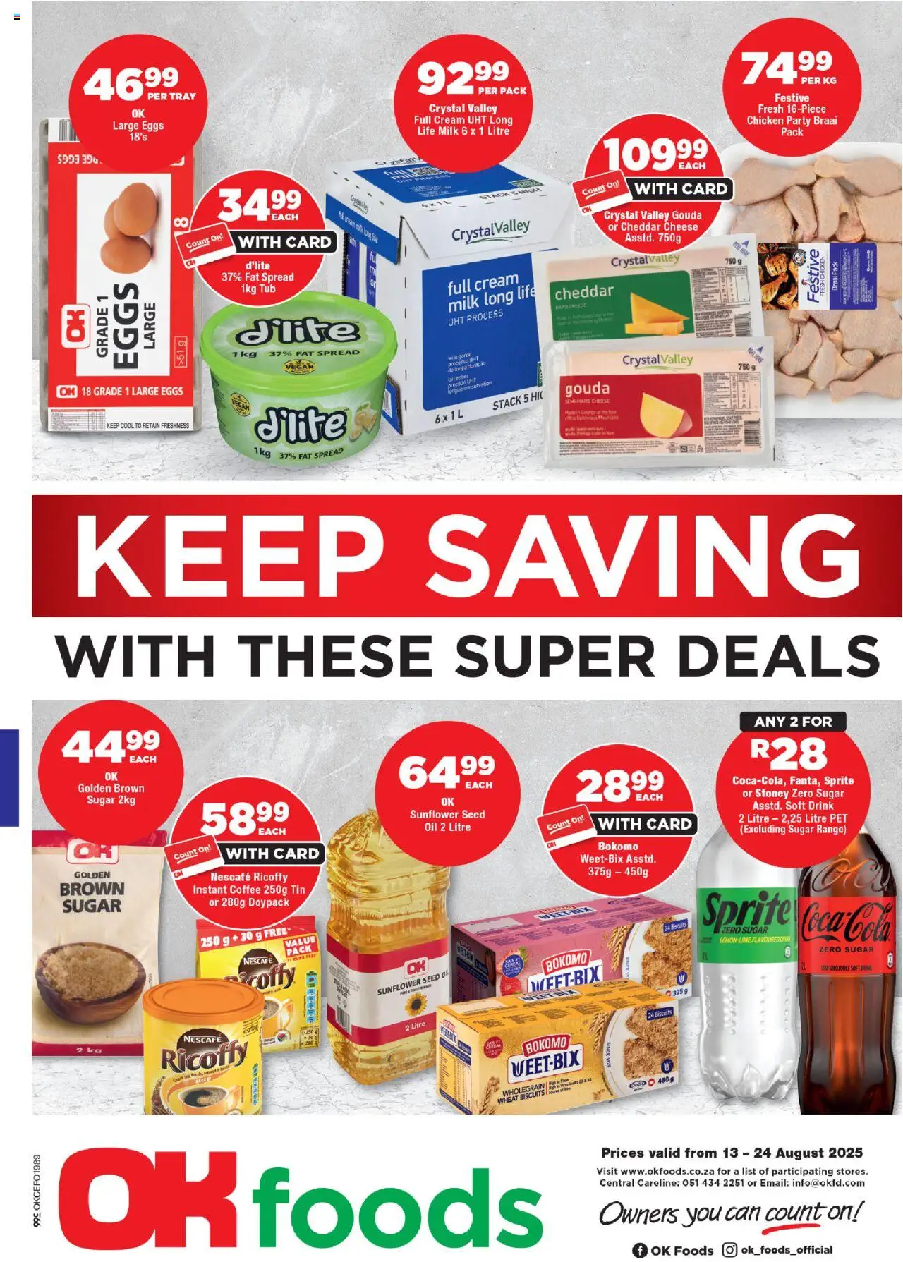 OK Foods Northen Cape - Specials │ valid from 13.08.2025 | Page: 1 | Products: Milk, Coffee, Fat spread, Sugar
