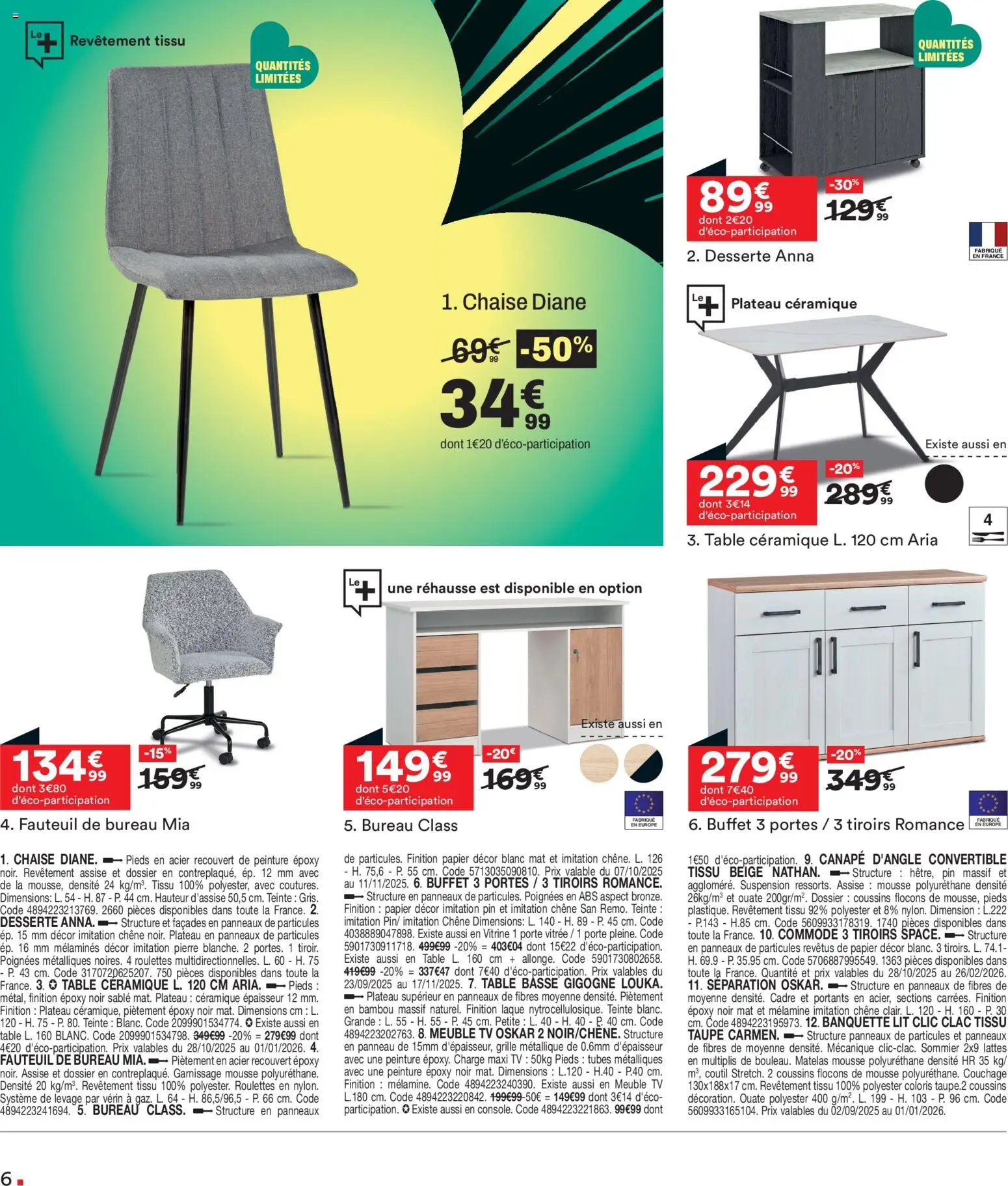 {H1} | Page: 6 | Produits: Table basse, Table, Portes, Tiroirs