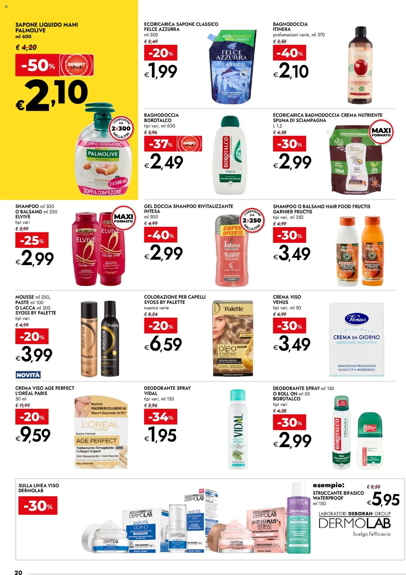 Volantino bennet del 15.01.2026 | Pagina: 20 | Prodotti: Crema, Struccante, Crema viso, Doccia