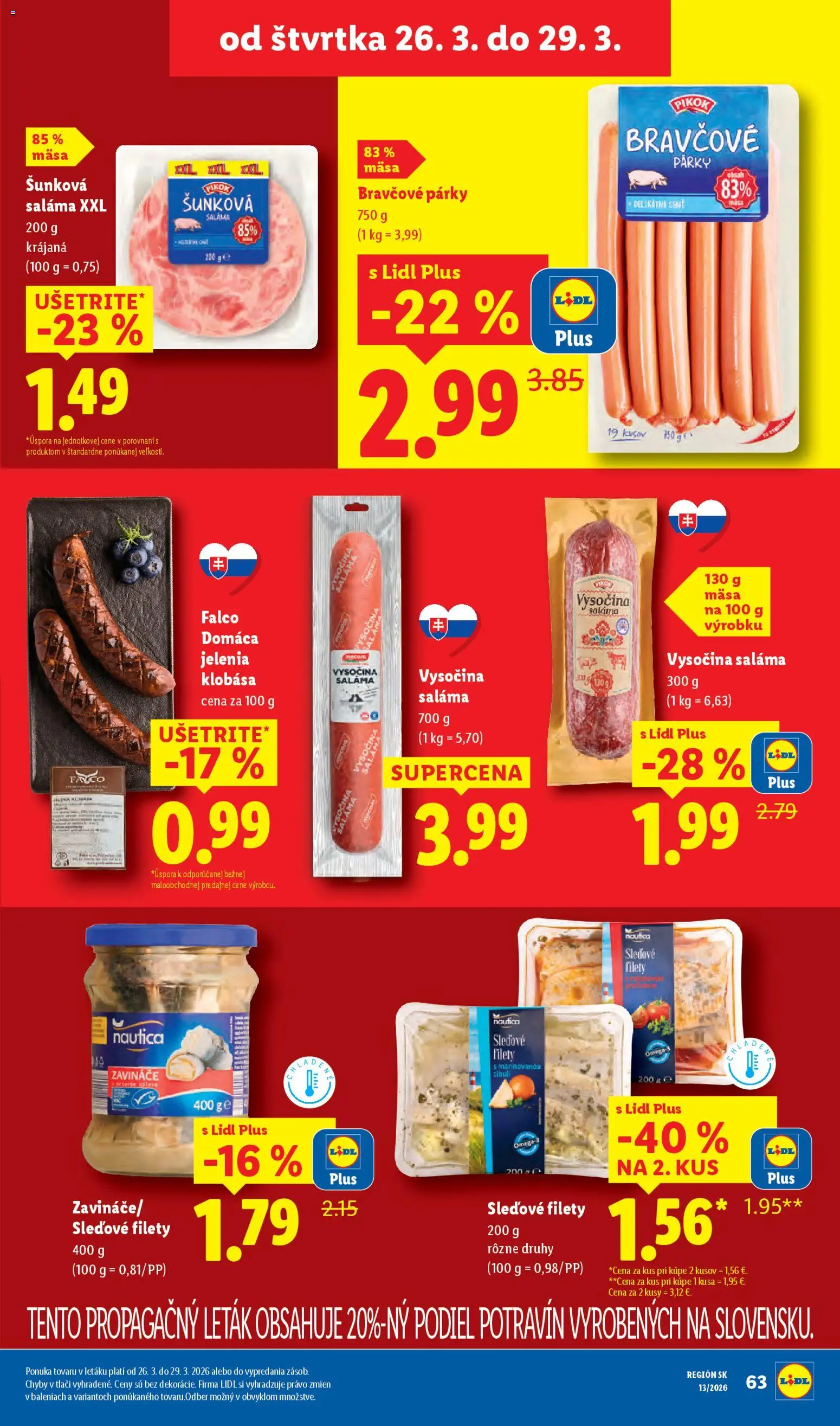 Nové Lidl akcie – leták je platný od 23.03.2026 | Strana: 73 | Produkty: Saláma, Klobása, Párky