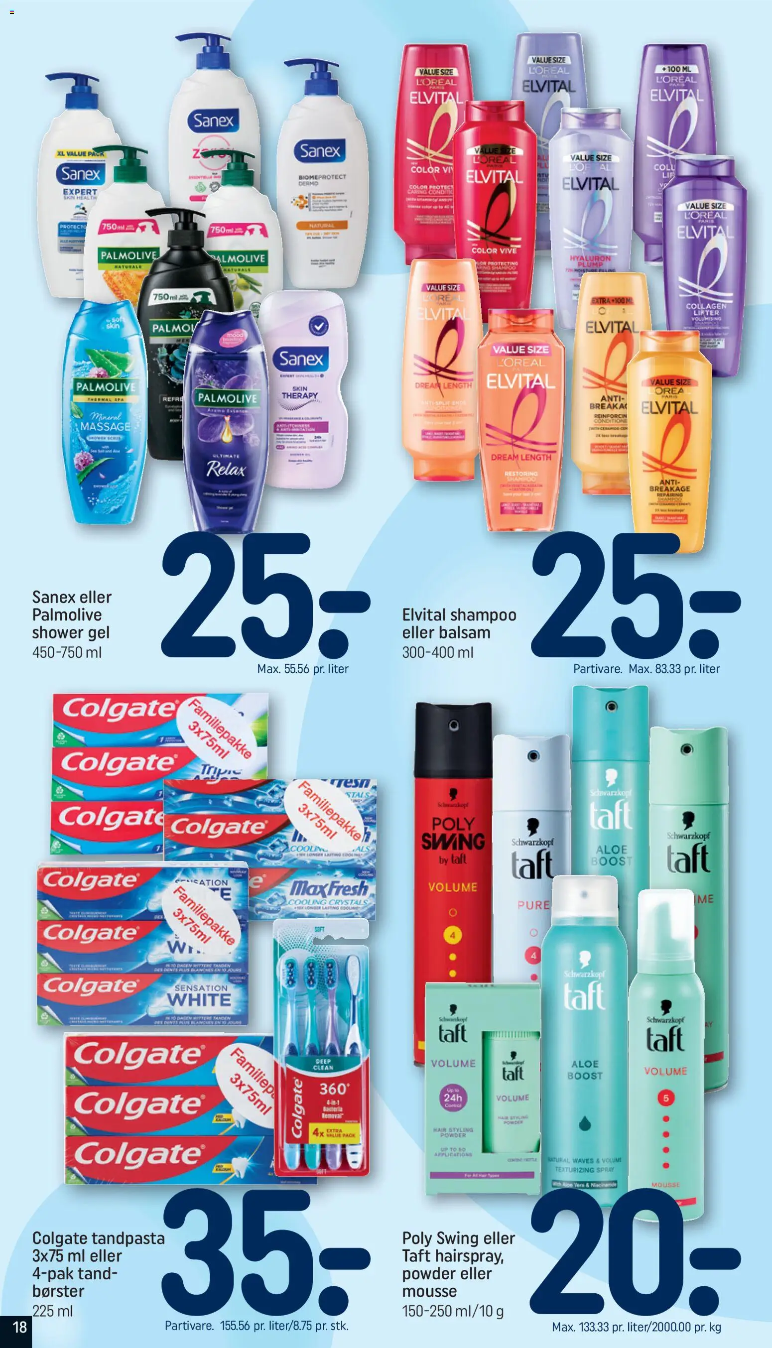 Rema 1000 tilbudsavis – gyldig fra 12.04.2026 | Side: 18 | Produkter: Shampoo, Balsam, Tandpasta, Collagen