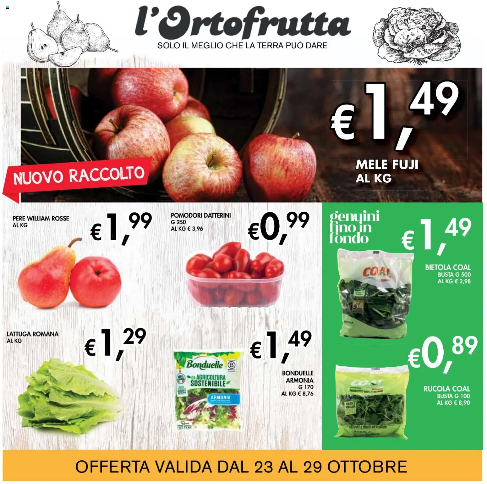 Volantino Coal del 23.10.2025 | Pagina: 2 | Prodotti: Mele, Rucola, Pomodori, Lattuga