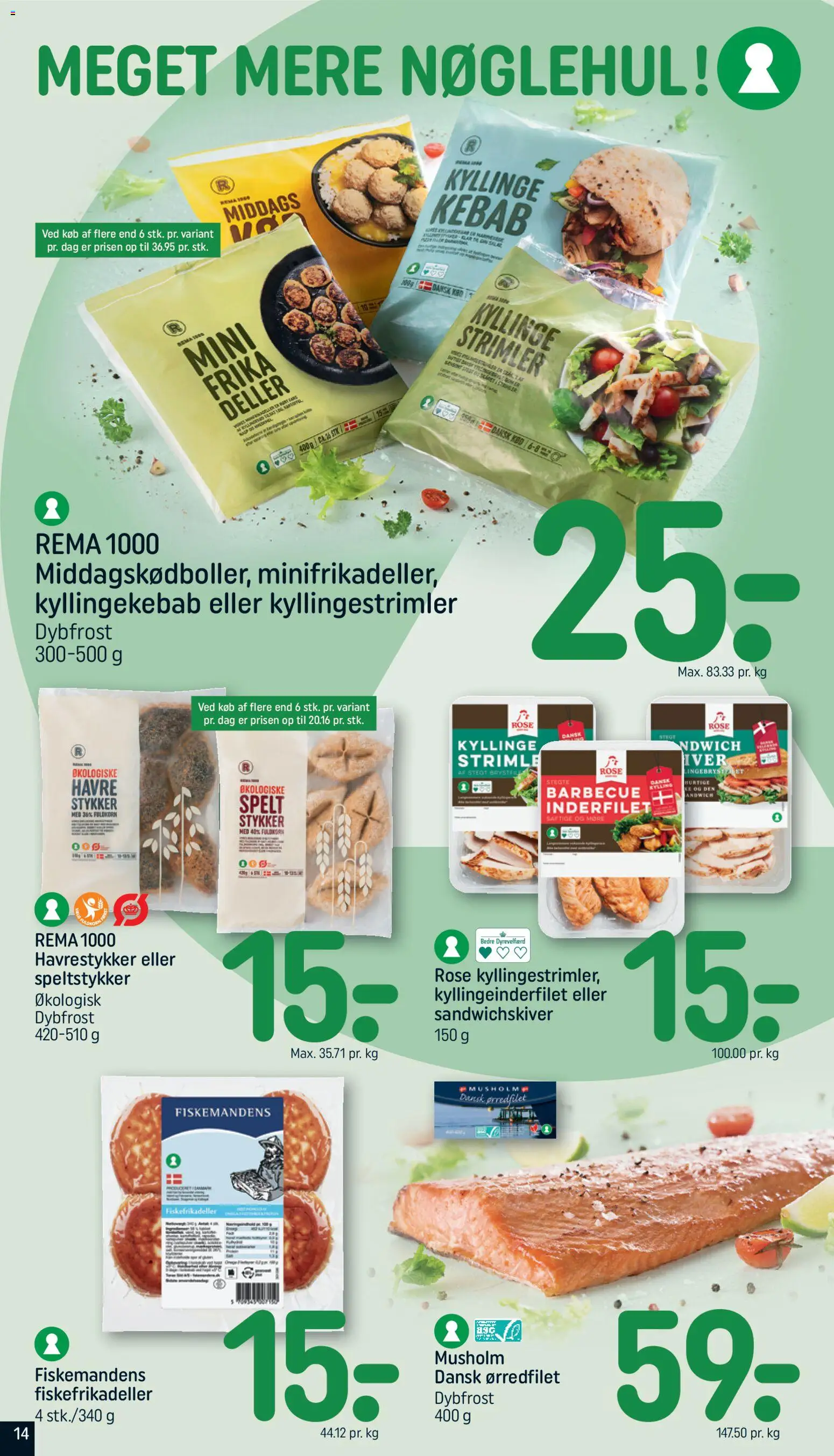 Rema 1000 tilbudsavis – gyldig fra 19.04.2026 | Side: 14 | Produkter: Kebab, Fiskefrikadeller