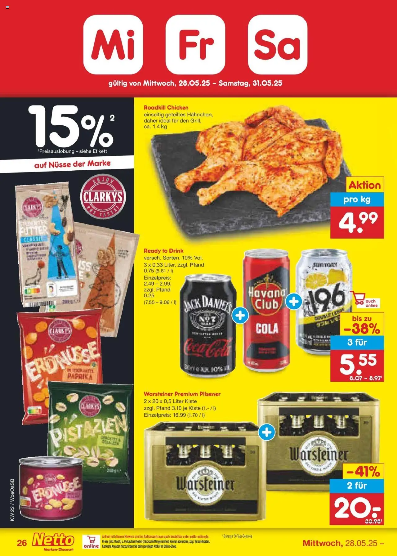 Netto Marken-Discount prospekt Gemmingen	 - gültig ab dem 26.05.2025 | Seite: 44 | Produkte: Coca cola, Paprika, Warsteiner, Nüsse