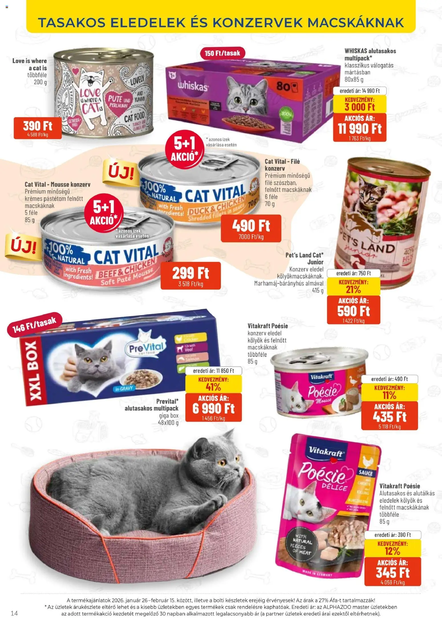 AlphaZoo akciós ujság - amely érvényes a következő dátumtól: 26.01.2026 | Oldal: 14 | Termékek: Whiskas, Pástétom