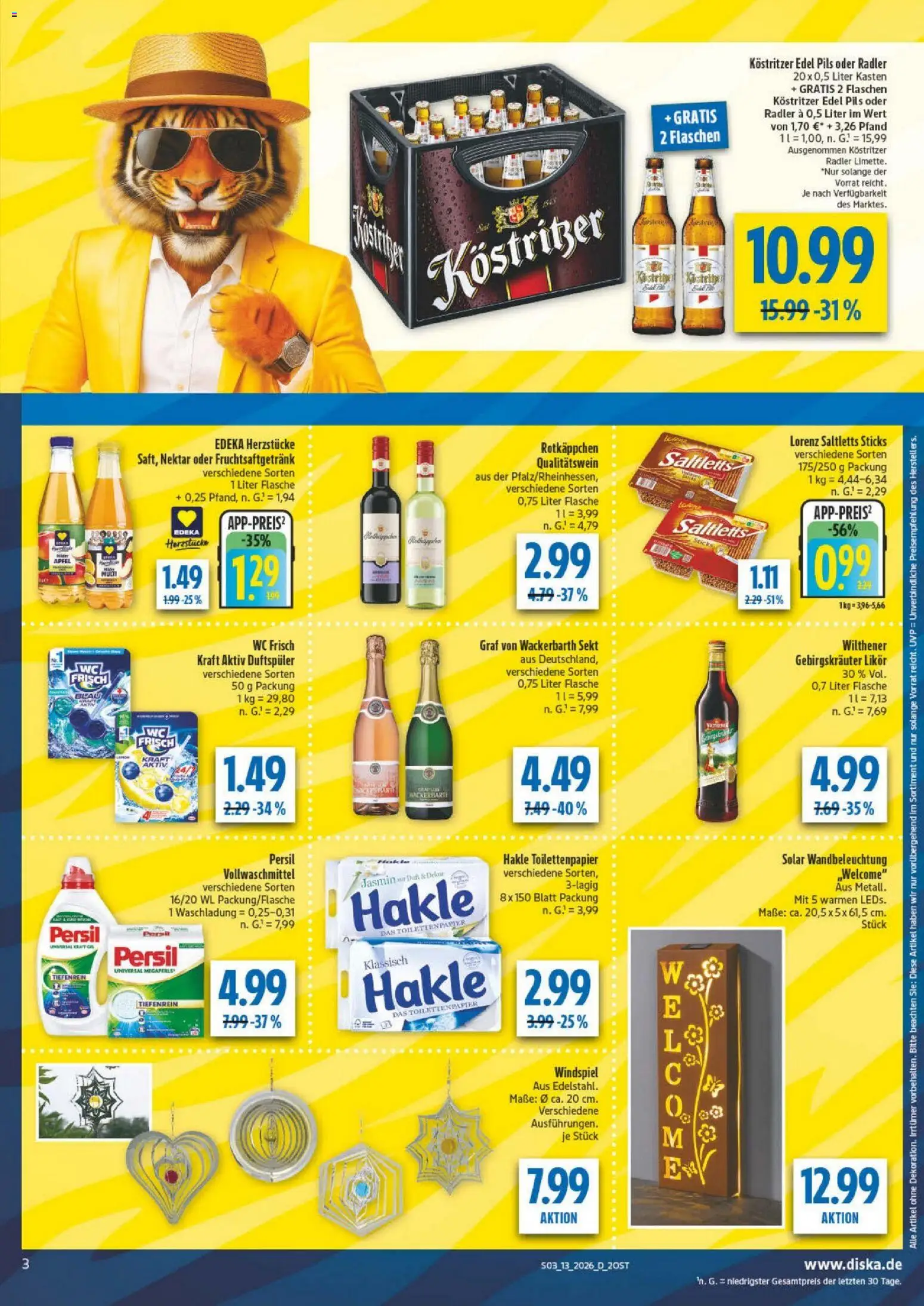 Diska Prospekt 	 – gültig ab 23.03.2026 | Seite: 3 | Produkte: Kostritzer, Sekt, Likör, Pils