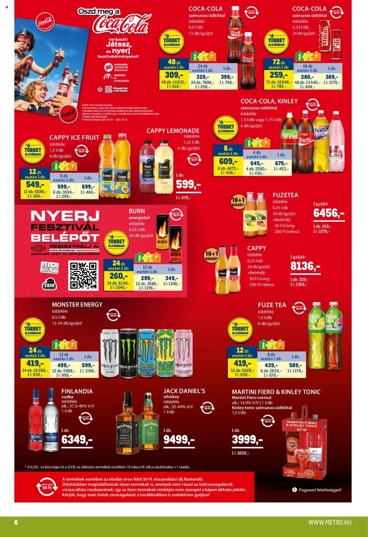 Metro akciós ujság - amely érvényes a következő dátumtól: 01.06.2025 | Oldal: 6 | Termékek: Tonic, Fanta, Cola, Tea