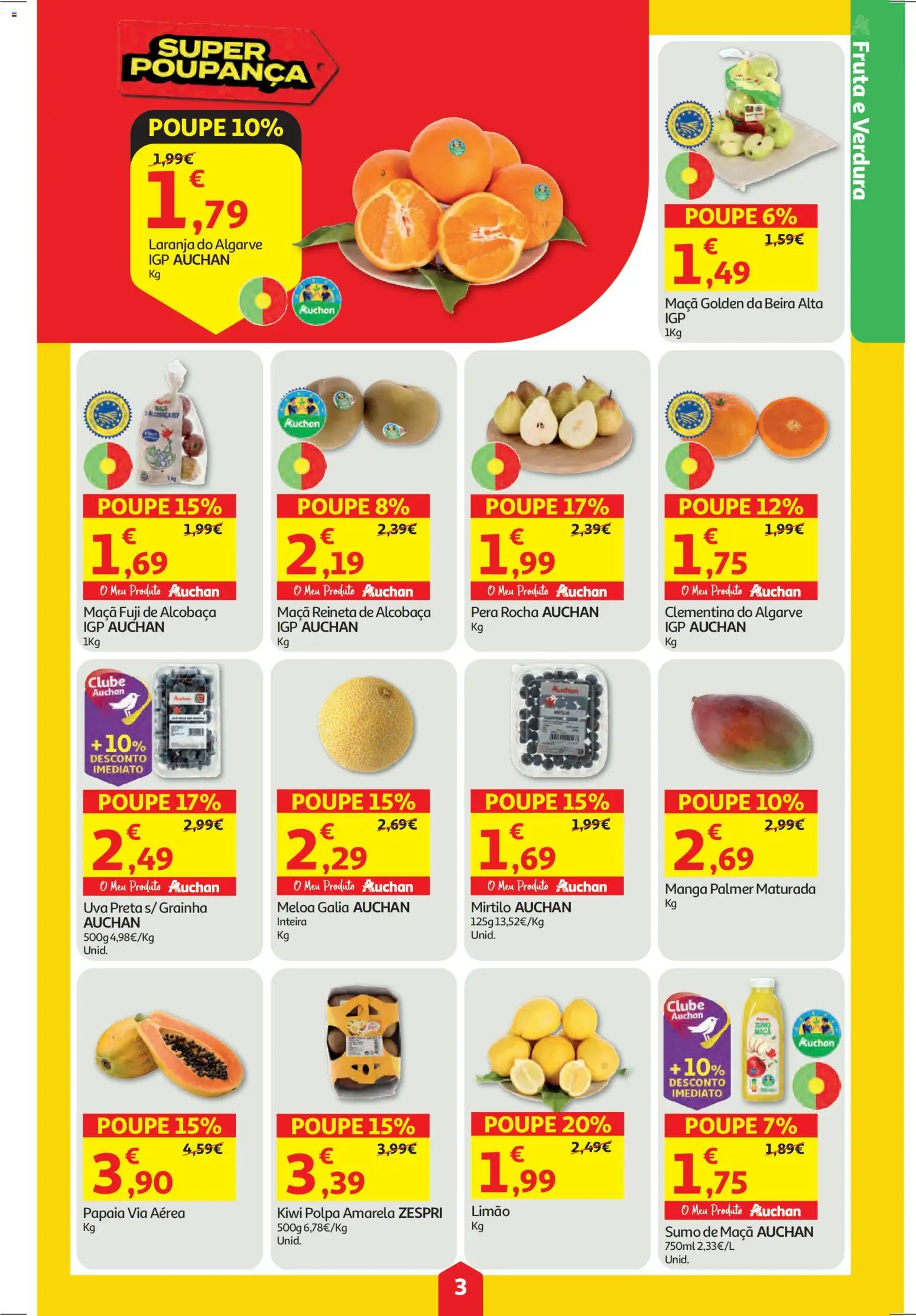 Auchan folheto │ válido de 15.01.2026 | Página: 3 | Produtos: Maça, Sumo, Kiwi