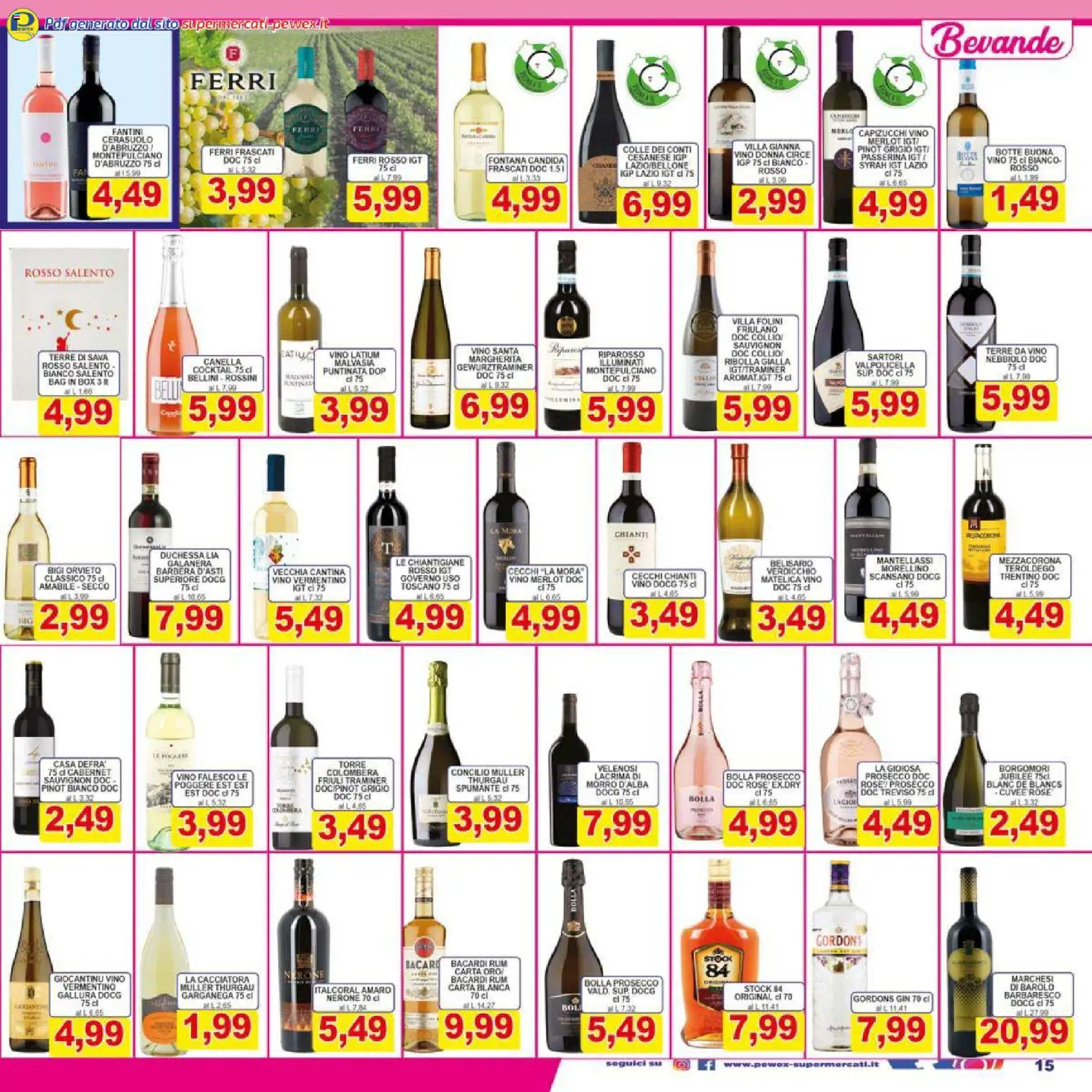Volantino Pewex del 06.03.2026 | Pagina: 15 | Prodotti: Gin, Prosecco, Vino, Spumante