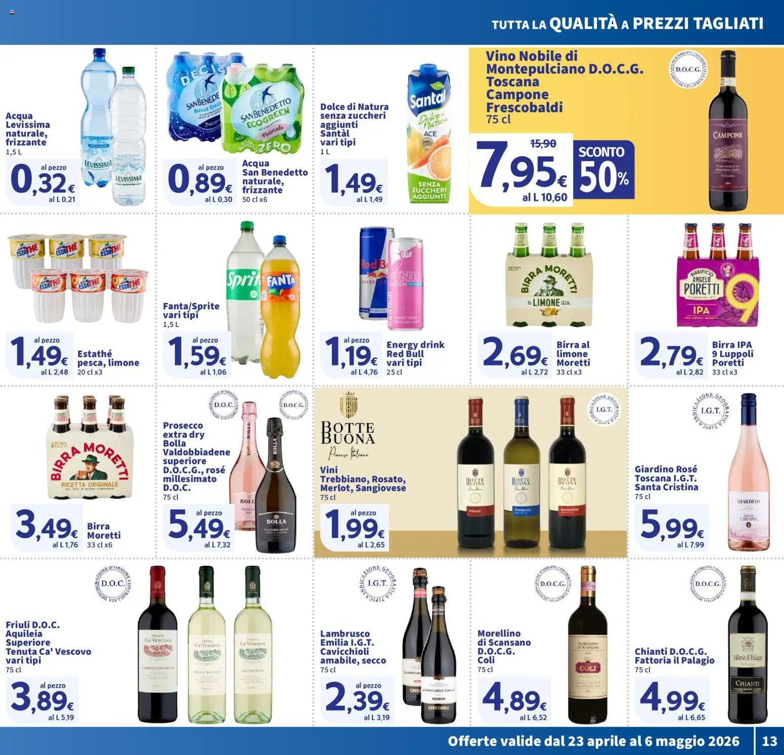 Volantino SIGMA del 23.04.2026 | Pagina: 13 | Prodotti: Prosecco, Vino, Birra Moretti, Fanta