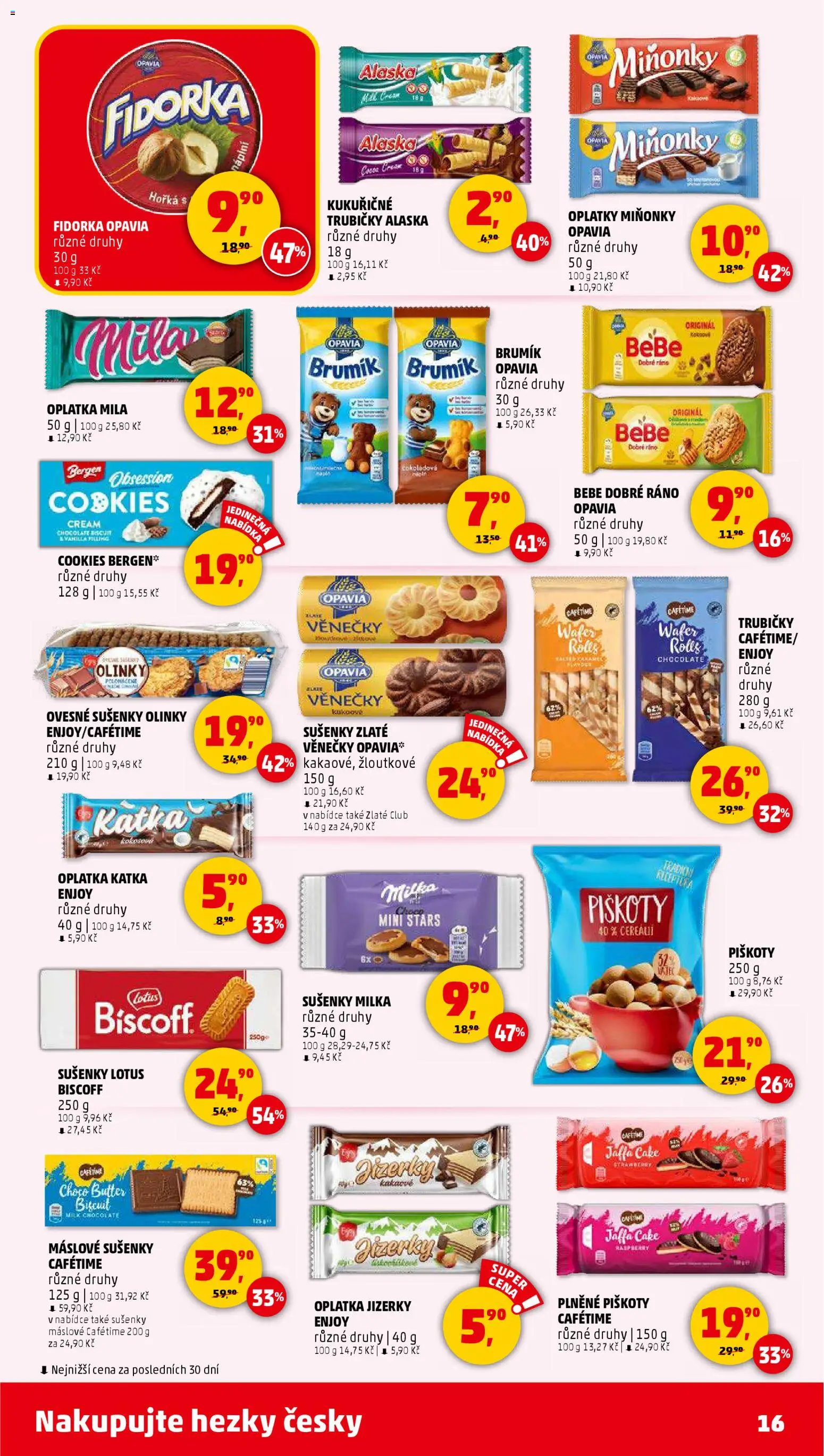 Penny Market leták - Čtvrtečník od 22.01.2026 | Strana: 16 | Produkty: Cookies, Mila, Lotus, Fidorka