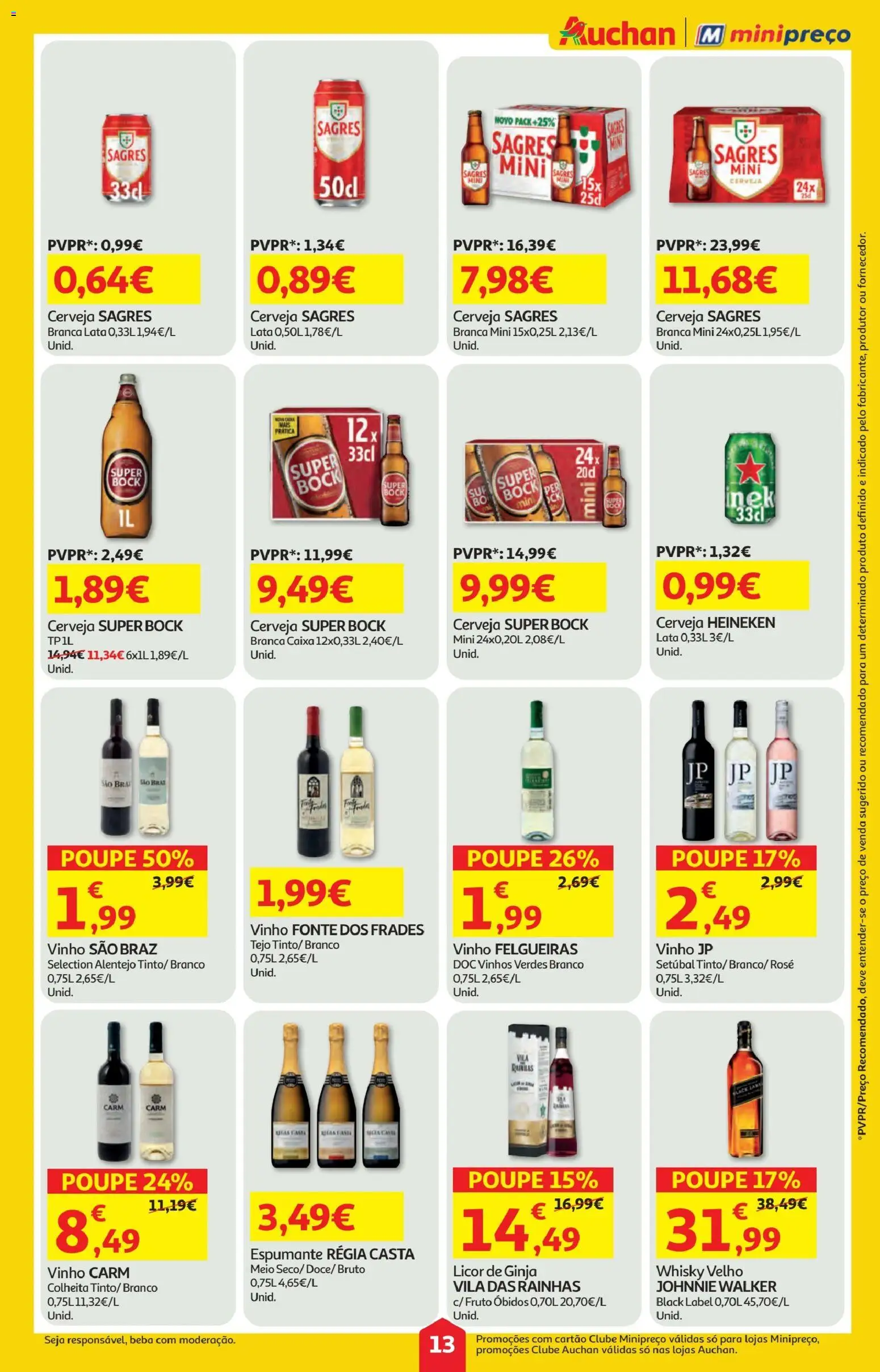 Minipreço folheto │ válido de 19.02.2026 | Página: 13 | Produtos: Whisky, Espumante, Super bock, Vinho