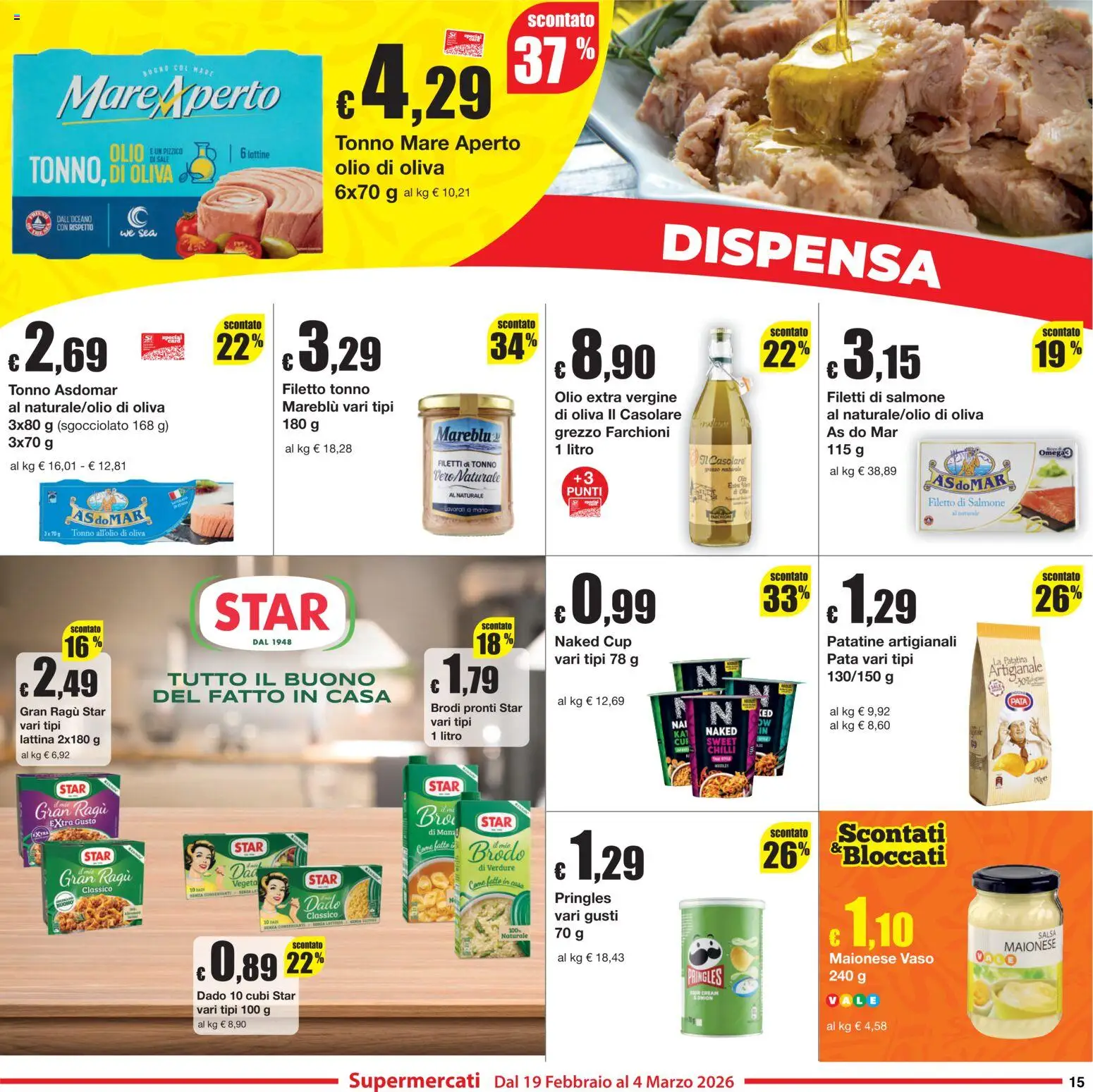 Volantino Sì con Te del 19.02.2026 | Pagina: 15 | Prodotti: Patatine, Verdure, Maionese, Vaso