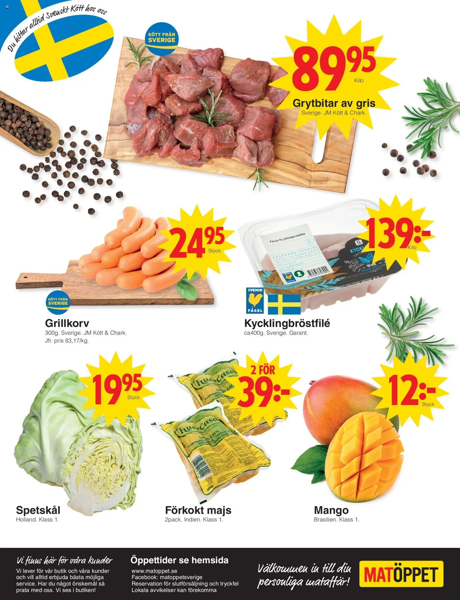 Matöppet reklamblad aktuell från 27.04.2026 | Sida: 4 | Produkter: Grillkorv, Mango, Majs