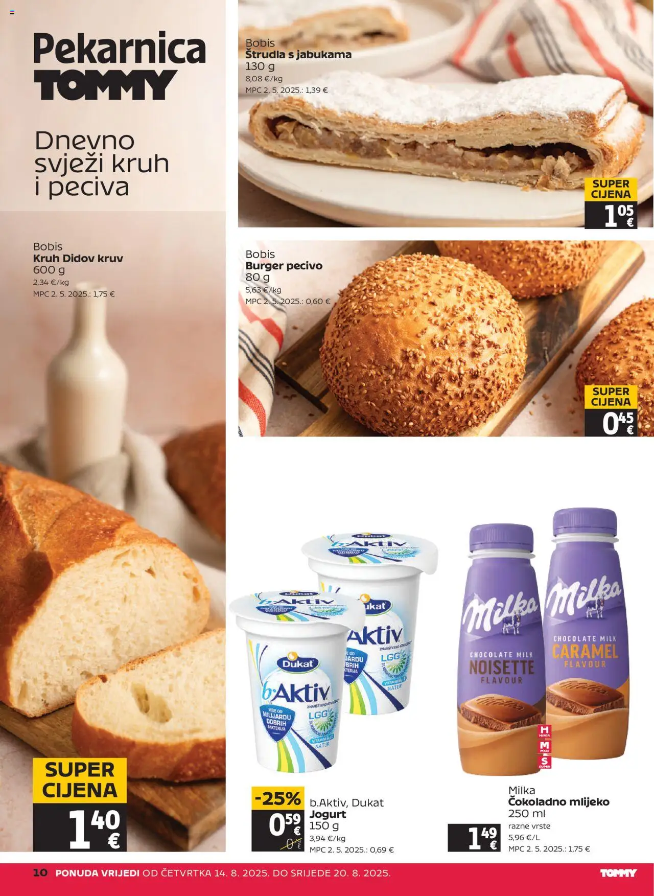 Tommy katalog | vrijedi od 14.08.2025 | Stranica: 10 | Proizvodi: Mlijeko, Jogurt, Kruh, Pecivo