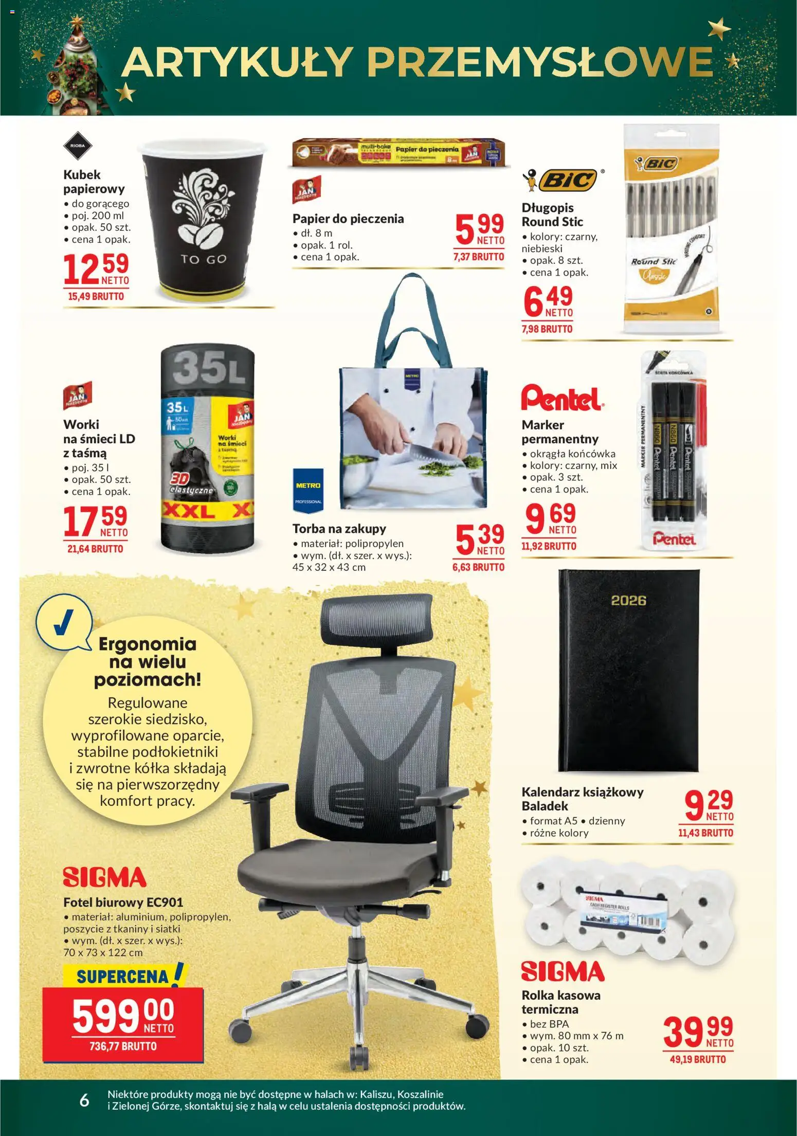 Makro Gazetka od 09.12.2025 | Strona: 6 | Produkty: Torba, Kalendarz, Papier do pieczenia, Fotel