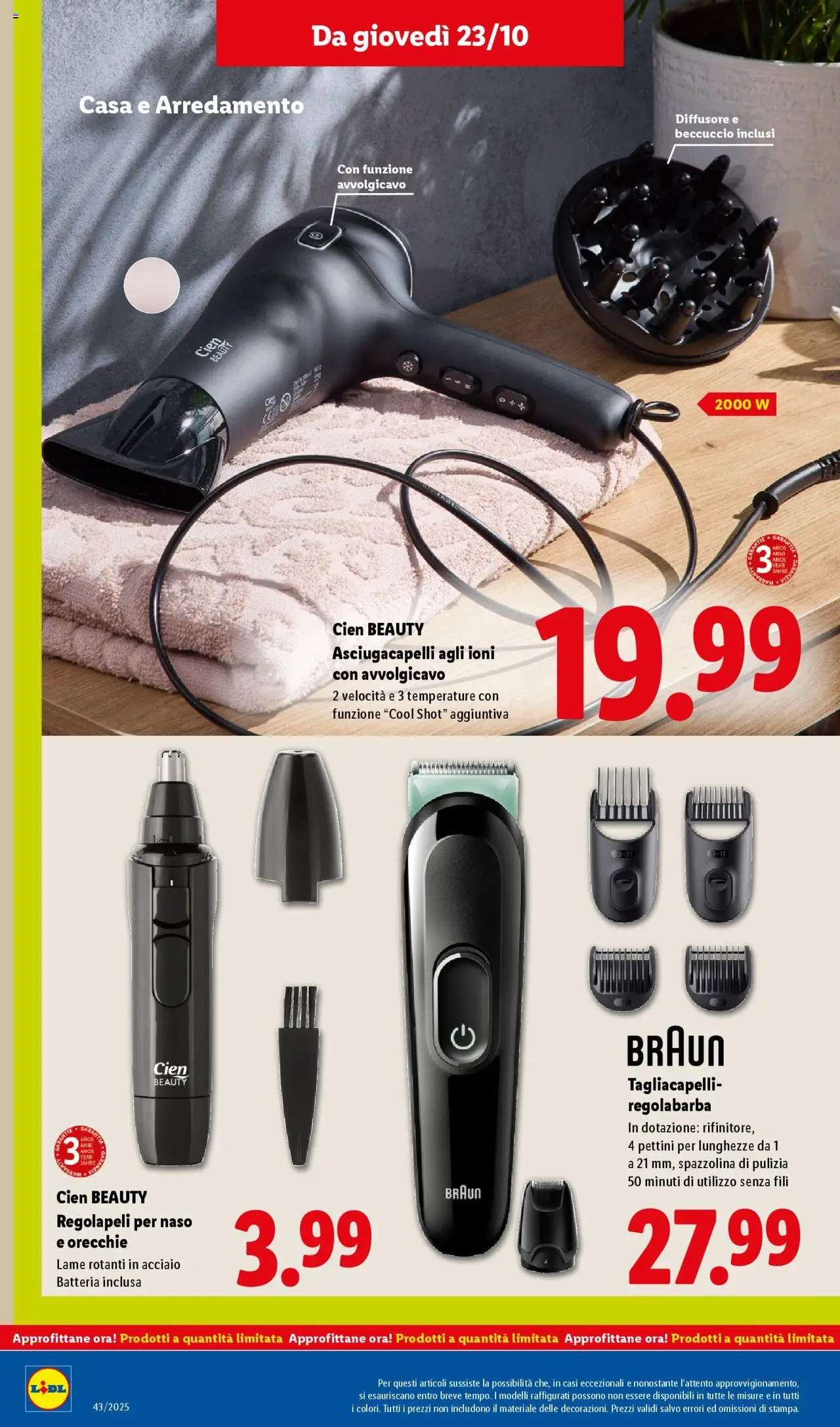 Volantino Lidl del 20.10.2025 | Pagina: 46 | Prodotti: Regolabarba, Asciugacapelli, Batteria