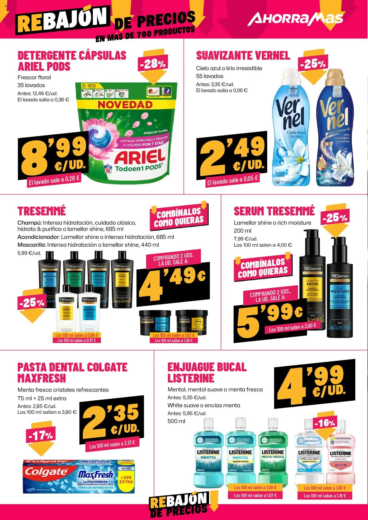 AhorraMas folleto │ válido desde el 09.04.2026 | Página: 16 | Productos: Champú, Acondicionador, Pasta dental, Suavizante