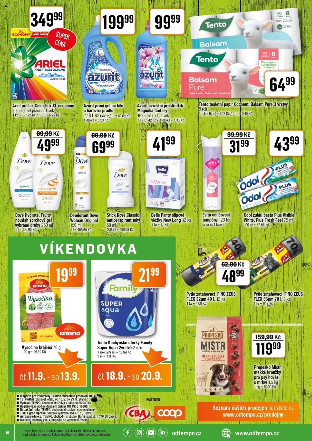 Tempo leták - Tuty od 10.09.2025 | Strana: 8 | Produkty: Sprchový gel, Prací gel, Kuchyňské utěrky, Dove