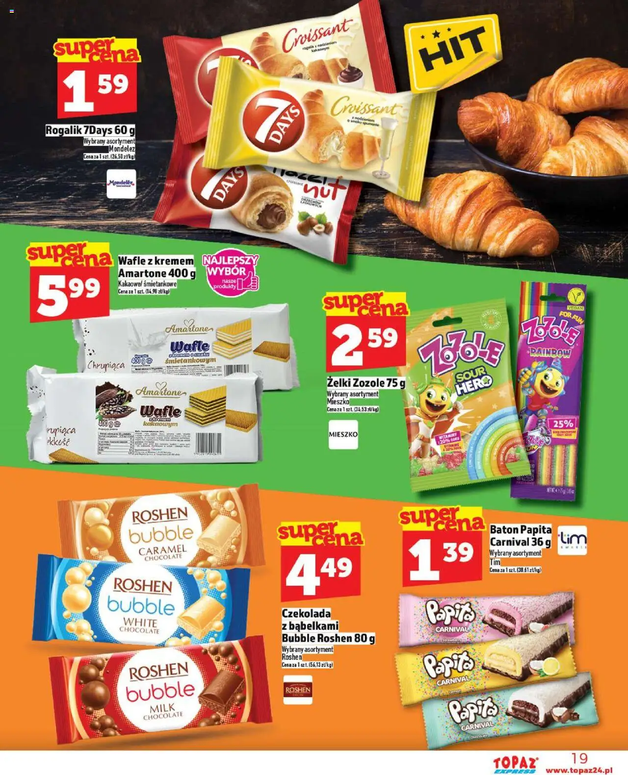 Topaz Gazetka - Express od 11.09.2025 | Strona: 19 | Produkty: Wafle, Baton, Żelki, Czekolada