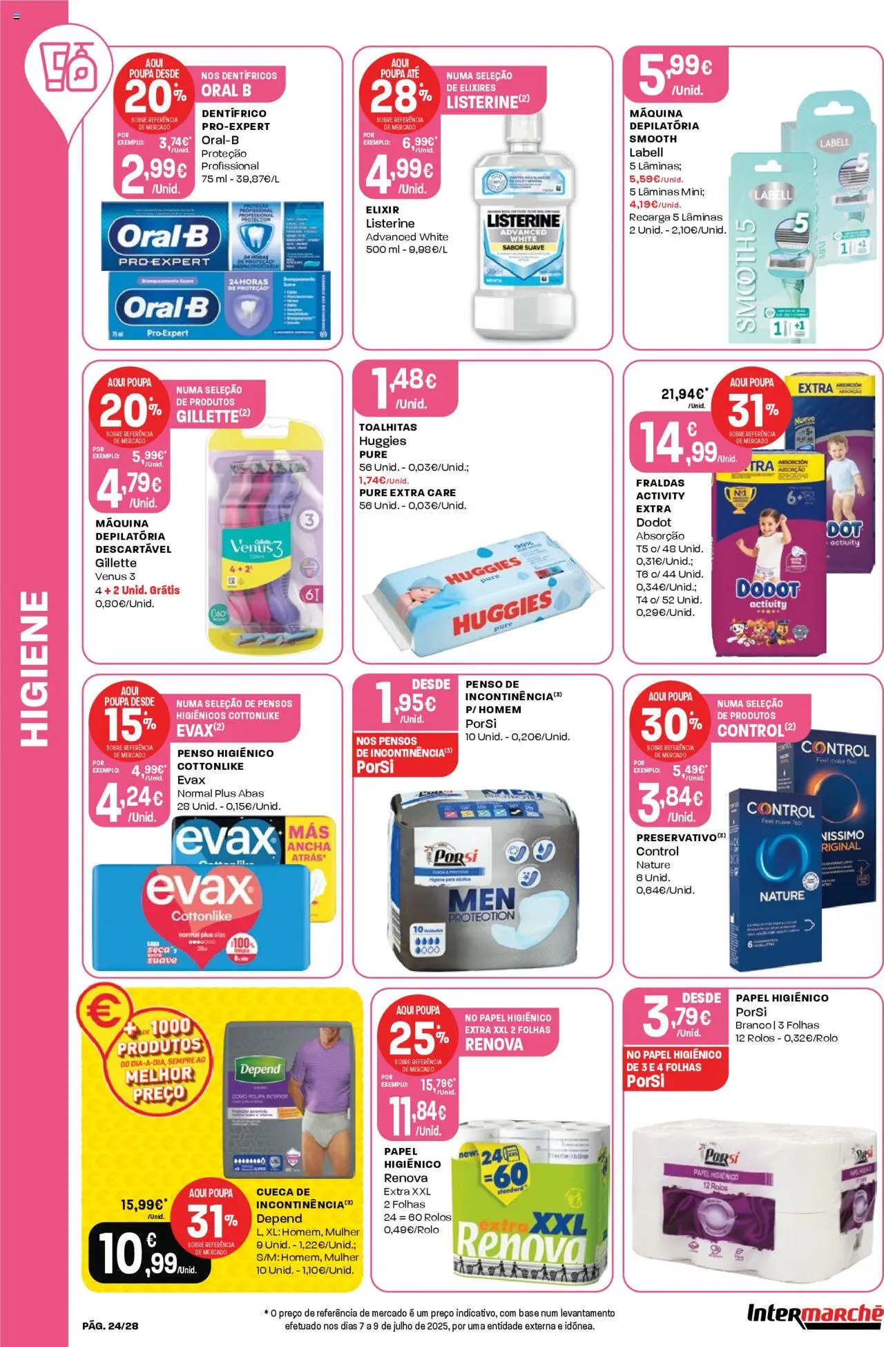 Intermarché folheto │ válido de 14.08.2025 | Página: 24 | Produtos: Papel higiénico, Fraldas, Base