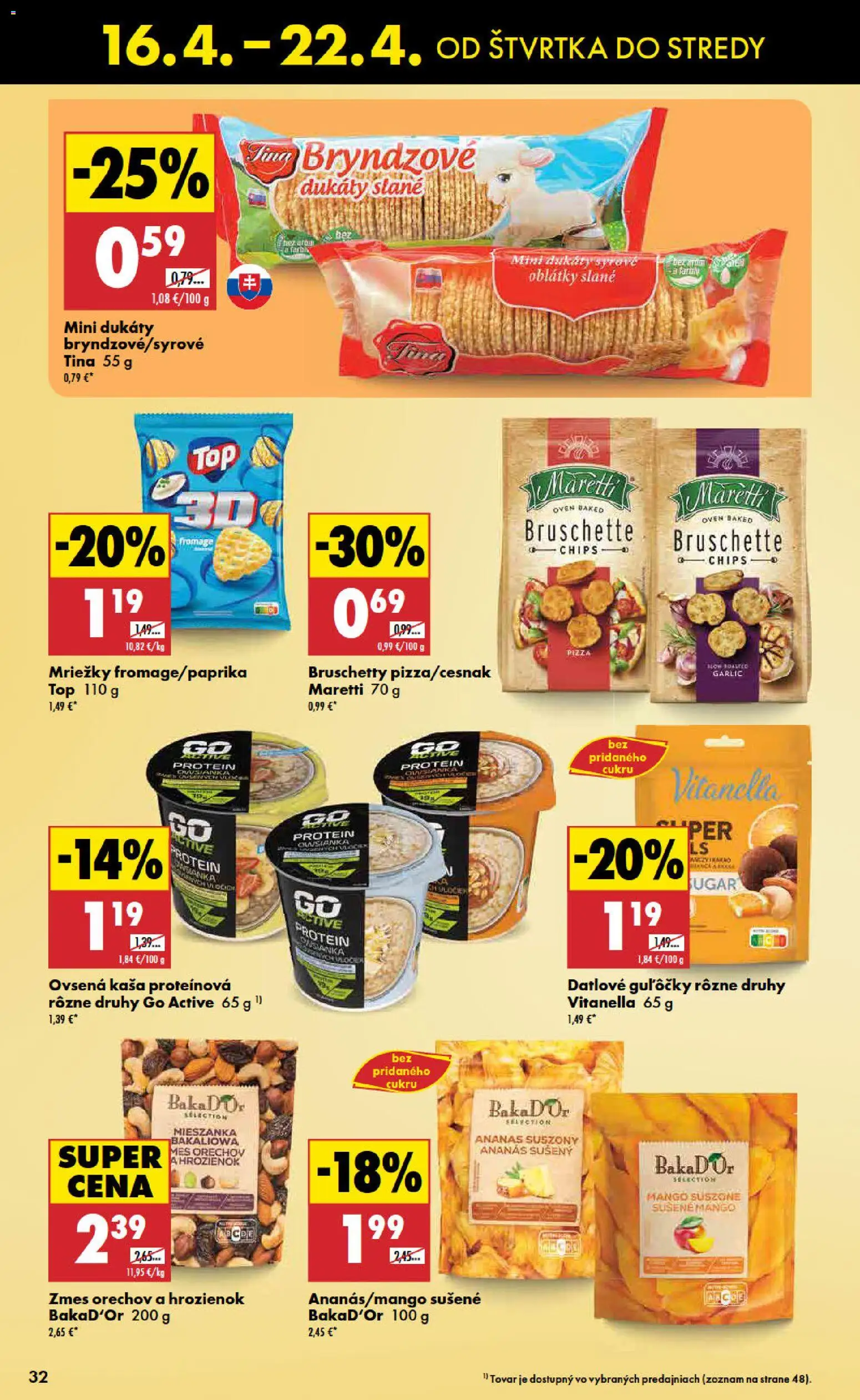 Nové Biedronka akcie – leták je platný od 16.04.2026 | Strana: 32 | Produkty: Pizza, Protein, Ananás, Mango