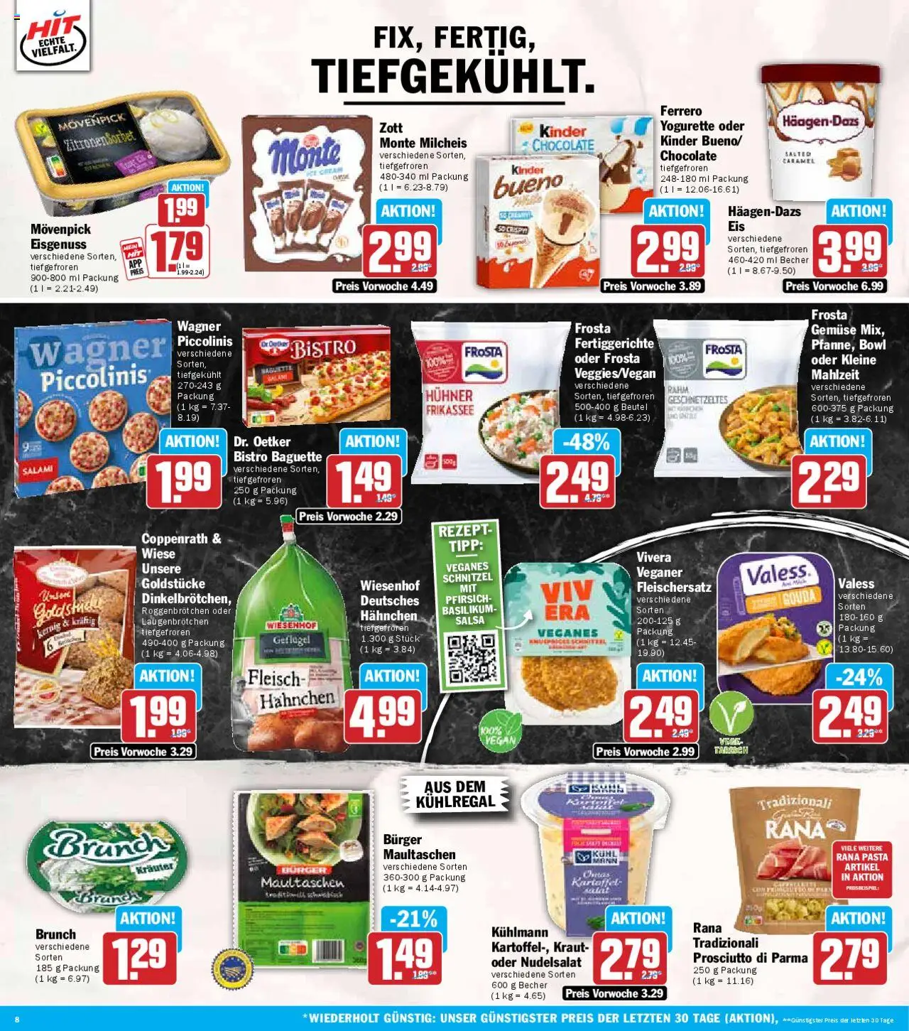 HIT Prospekt 	 - gültig ab dem 21.07.2025 | Seite: 8 | Produkte: Hahnchen, Baguette, Fertiggerichte, Salat