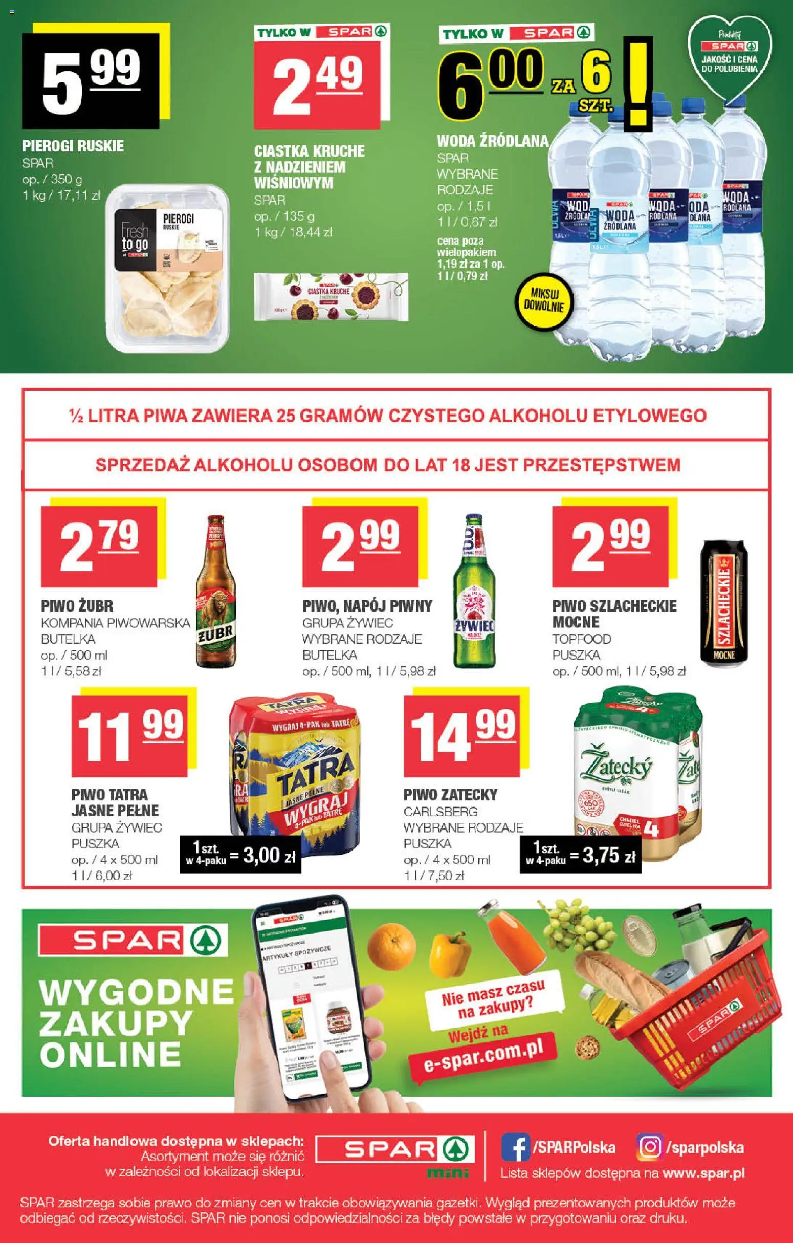 Spar gazetka - Mini od 22.04.2026 | Strona: 4 | Produkty: Woda źródlana, Ciastka kruche, Ciastka, Woda