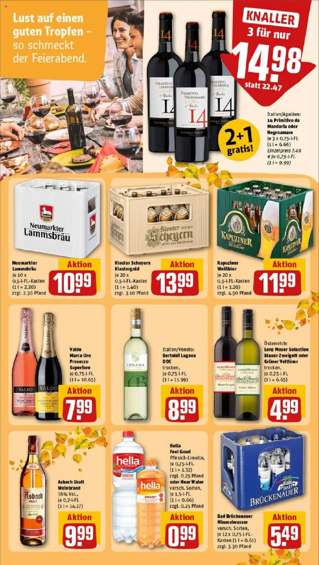 Rewe prospekt Würzburg	 – gültig ab 13.10.2025 | Seite: 19 | Produkte: Weißbier, Mineralwasser, Prosecco, Hella
