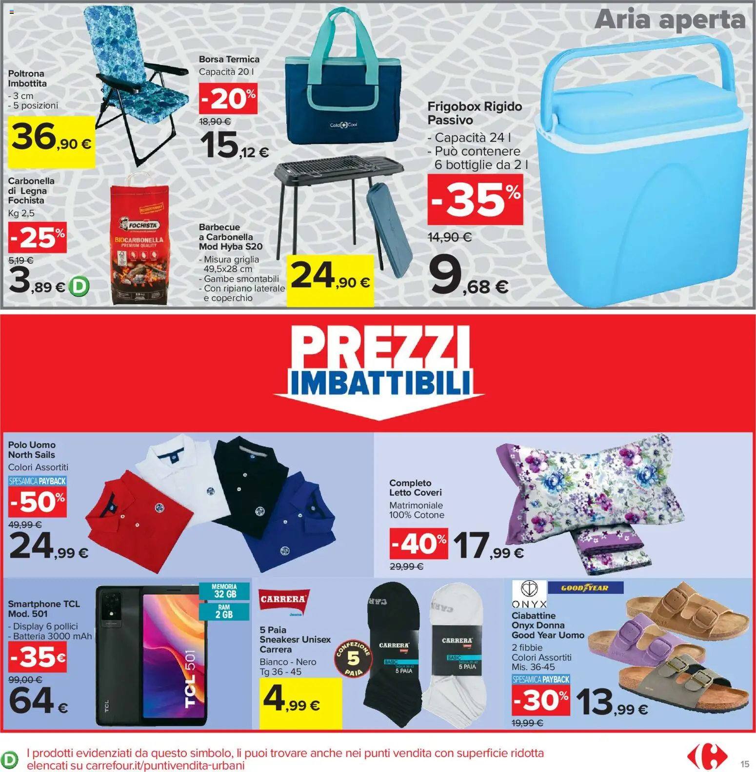 Volantino Carrefour del 21.04.2026 | Pagina: 15 | Prodotti: Barbecue, Borsa termica, Polo, Letto
