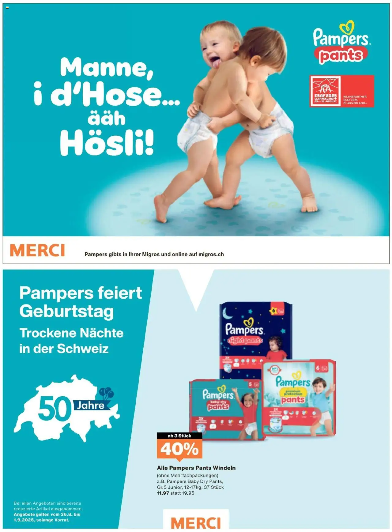 Migros - Magazin ab 25.08.2025 | Seite: 30 | Produkte: Pampers