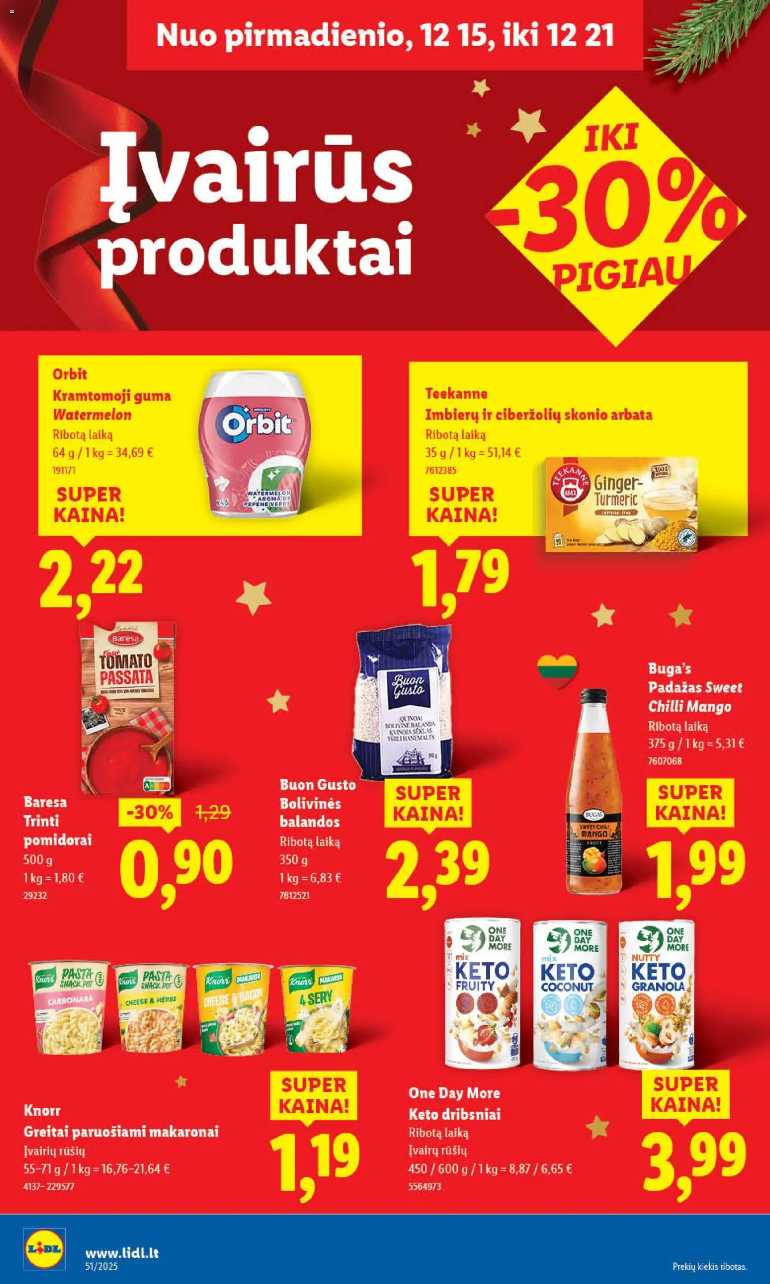 LIDL akcijos nuo 18.12.2025 | Puslapis: 49 | Prekių: Pomidorai, Arbata, Padažas, Makaronai