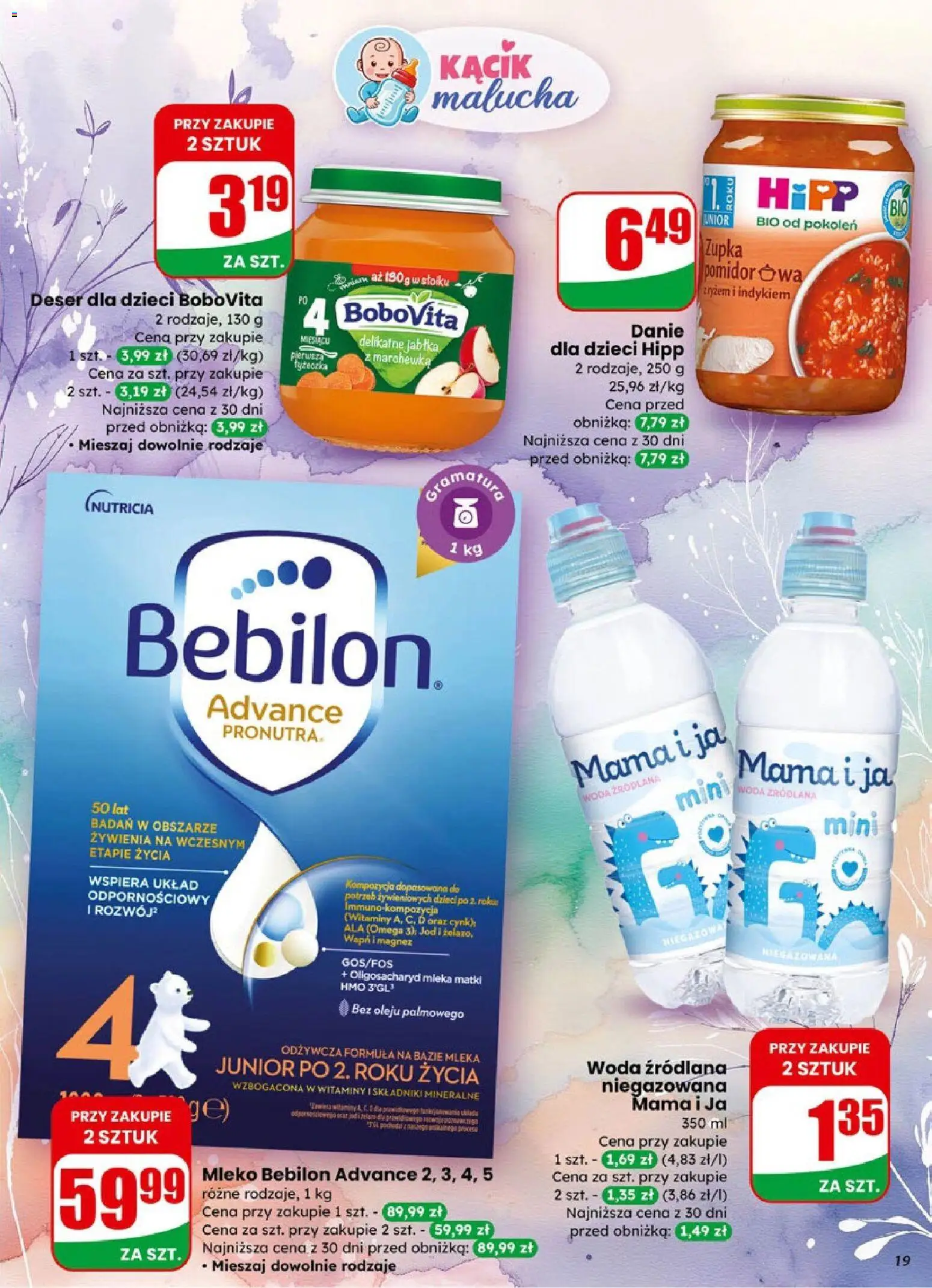 Dino Gazetka od 21.01.2026 | Strona: 19 | Produkty: Mleka, Woda źródlana, Mleko Bebilon, Marchewka