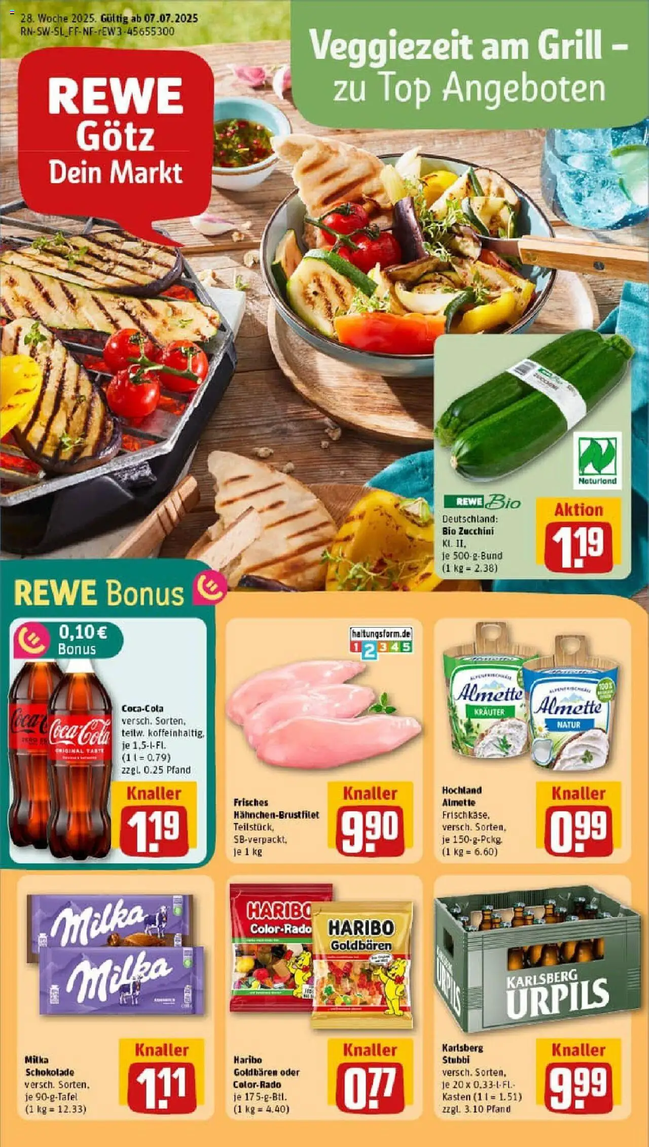 Rewe prospekt Großrosseln	 - gültig ab dem 06.07.2025 | Seite: 1 | Produkte: Top, Almette, Milka, Zucchini