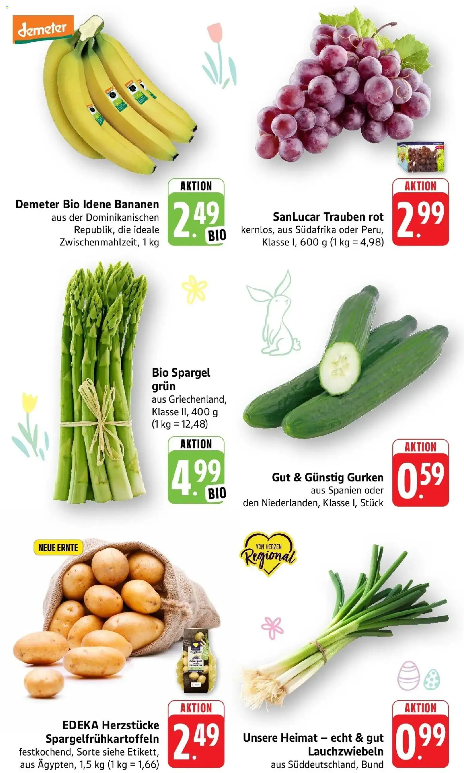 Angebote – gültig ab 30.03.2026 | Seite: 2 | Produkte: Trauben, Bananen, Spargel, Gurken