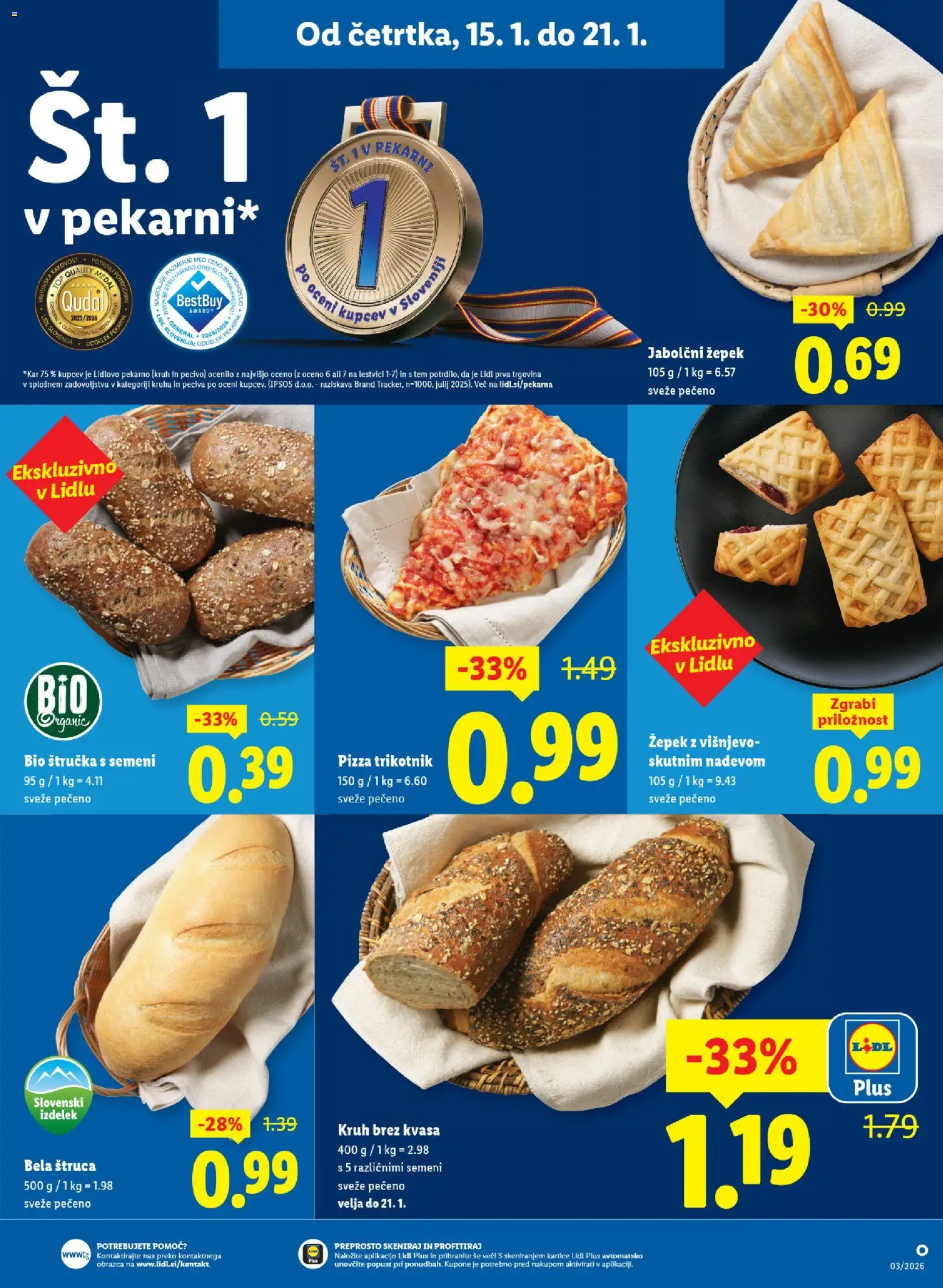 Novi Lidl katalog ponudbe – veljaven od 15.01.2026 | Stran: 7 | Izdelki: Štručka, Kruh