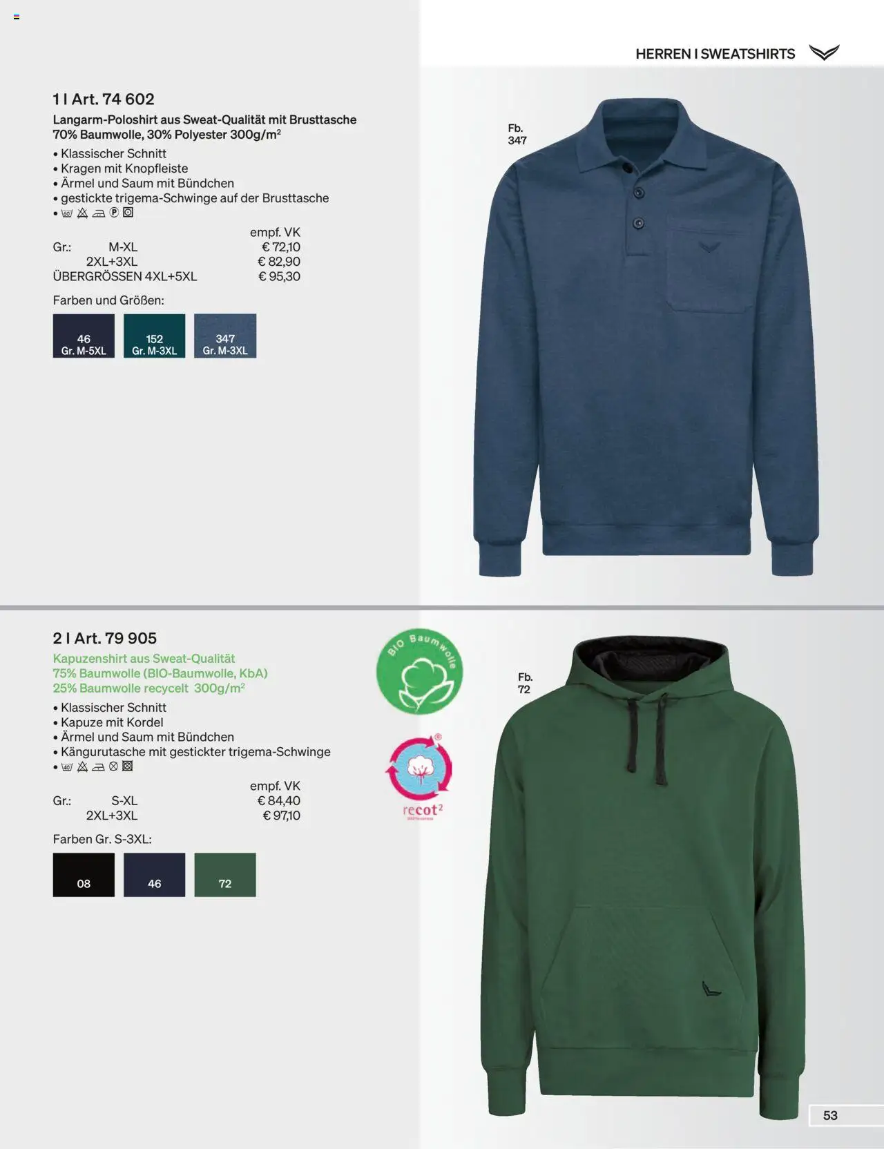 Trigema Prospekt 	 – gültig ab 01.09.2025 | Seite: 53 | Produkte: Langarmshirt