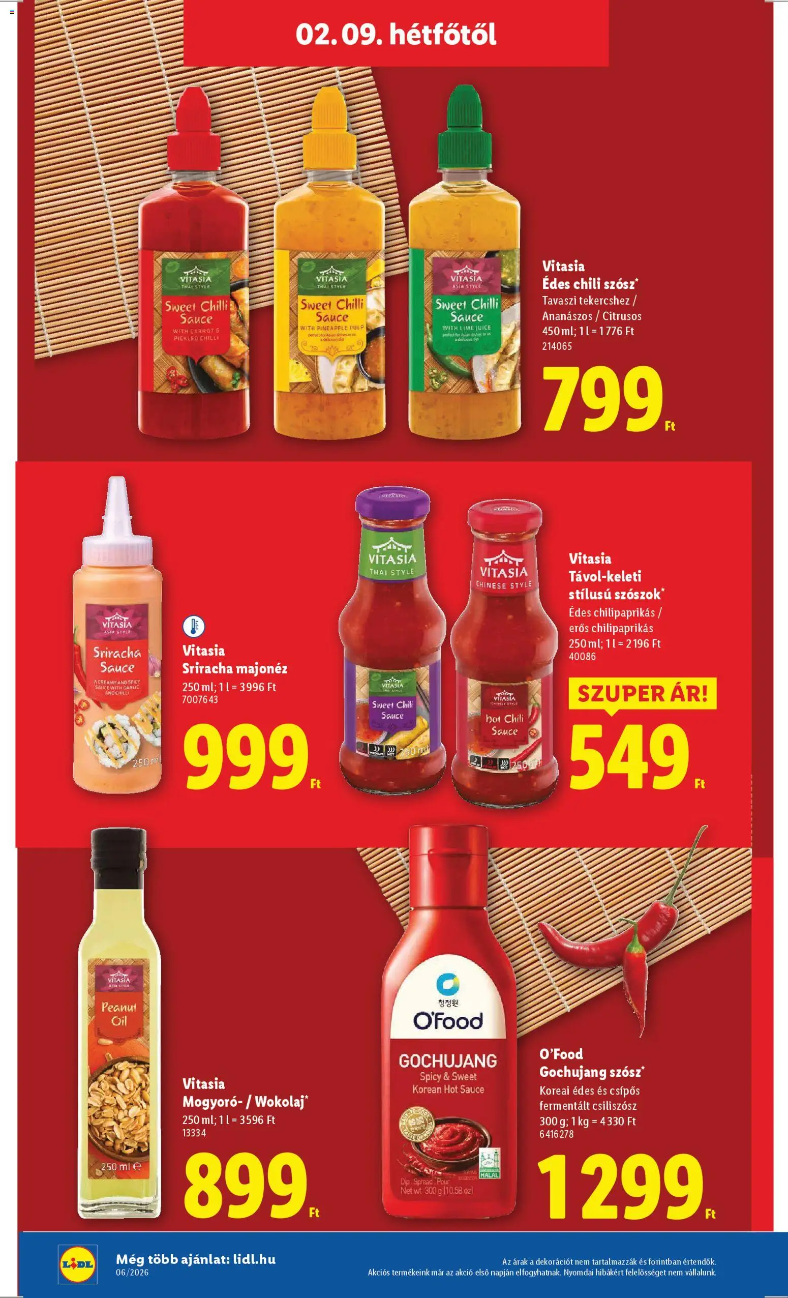 Lidl akciós ujság - amely érvényes a következő dátumtól: 05.02.2026 | Oldal: 66 | Termékek: Édes chili szósz, Mogyoró, Majonéz, Szósz
