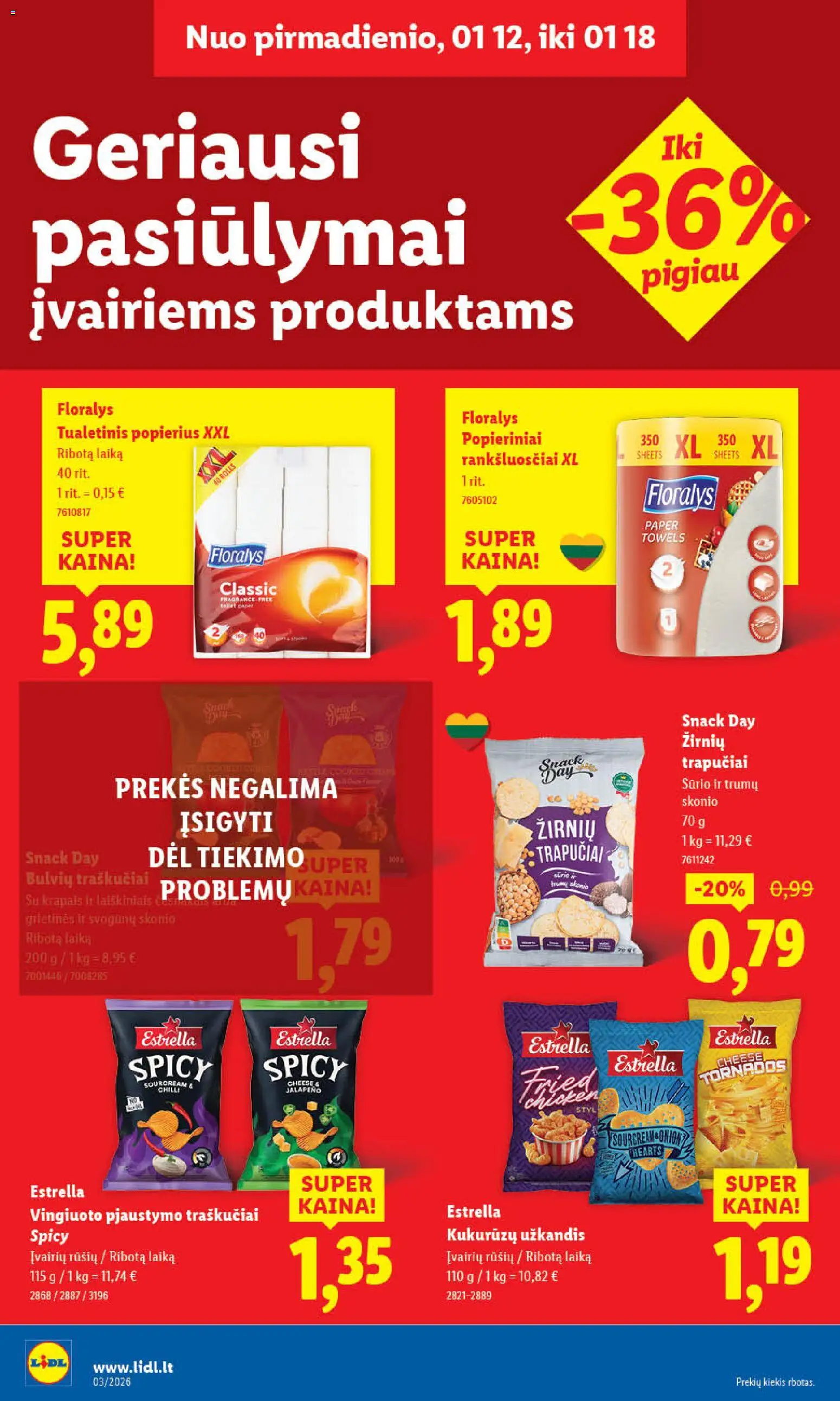 LIDL akcijos nuo 12.01.2026 | Puslapis: 14 | Prekių: Tualetinis popierius, Traškučiai