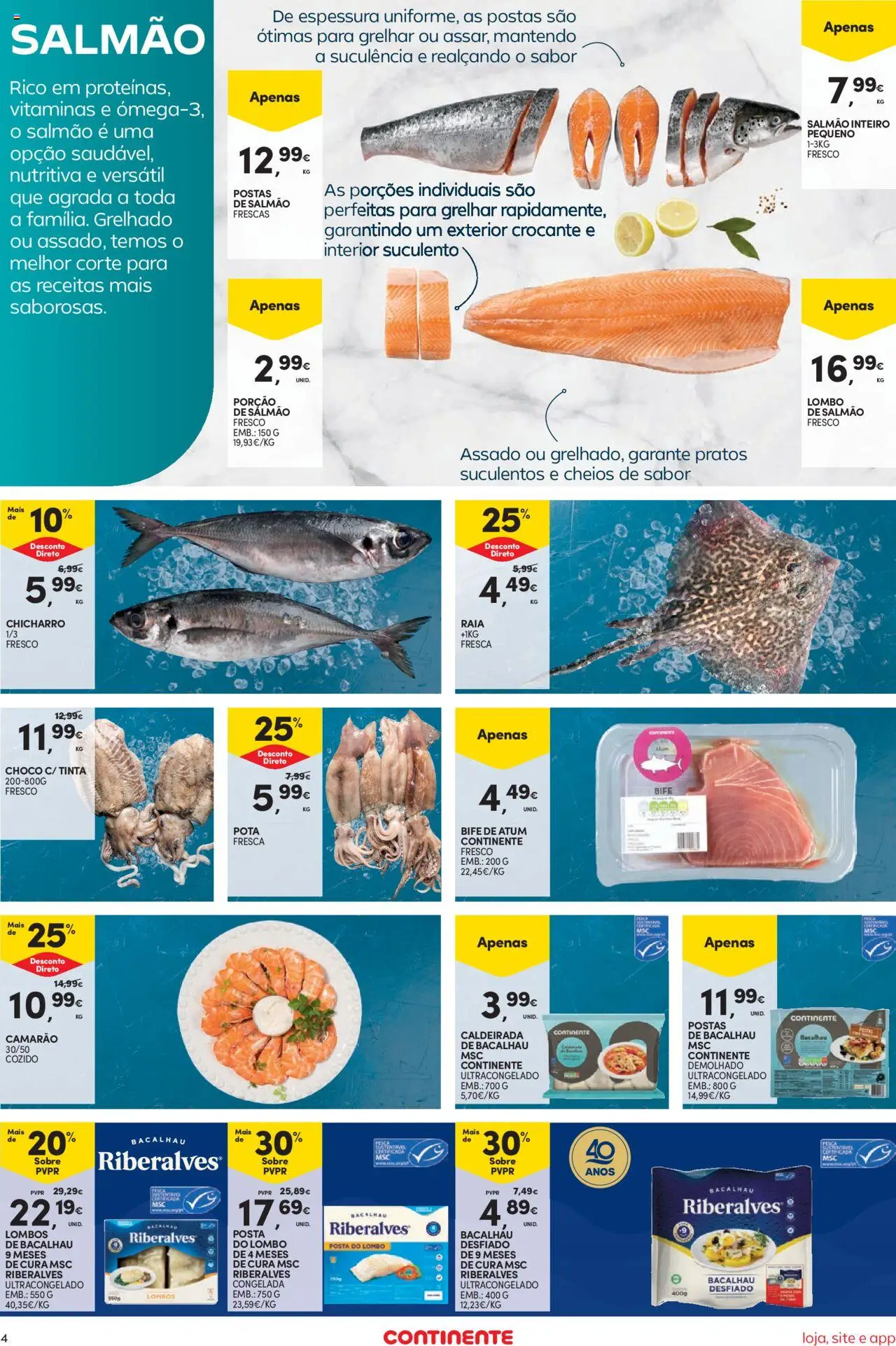 Continente Semanal Continente Bom Dia │ válido de 30.09.2025 | Página: 4 | Produtos: Bacalhau, Pratos, Tinta, Lombo
