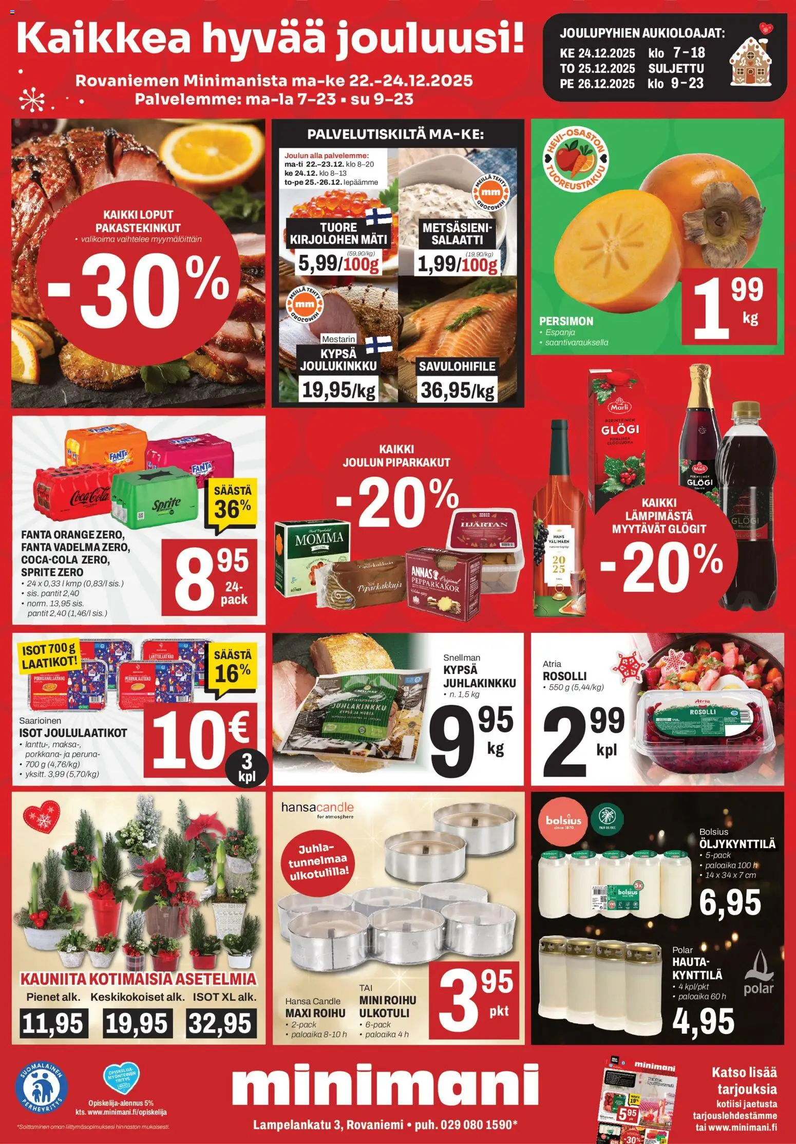 Minimani Tarjoukset - Rovaniemi – voimassa 22.12.2025 alkaen | Sivu: 1 | Tuotteet: Peruna, Fanta, Porkkana, Salaatti